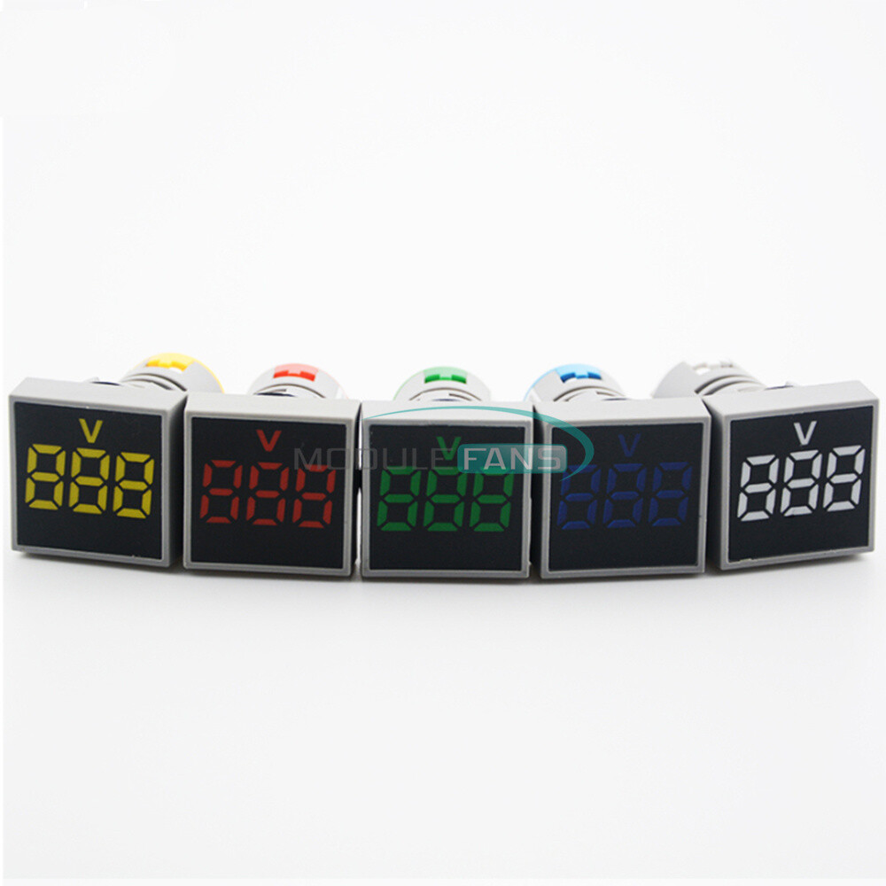 AC 20-500V Square Digital LED Voltmeter Voltage Gauge Meter Tester 5Color