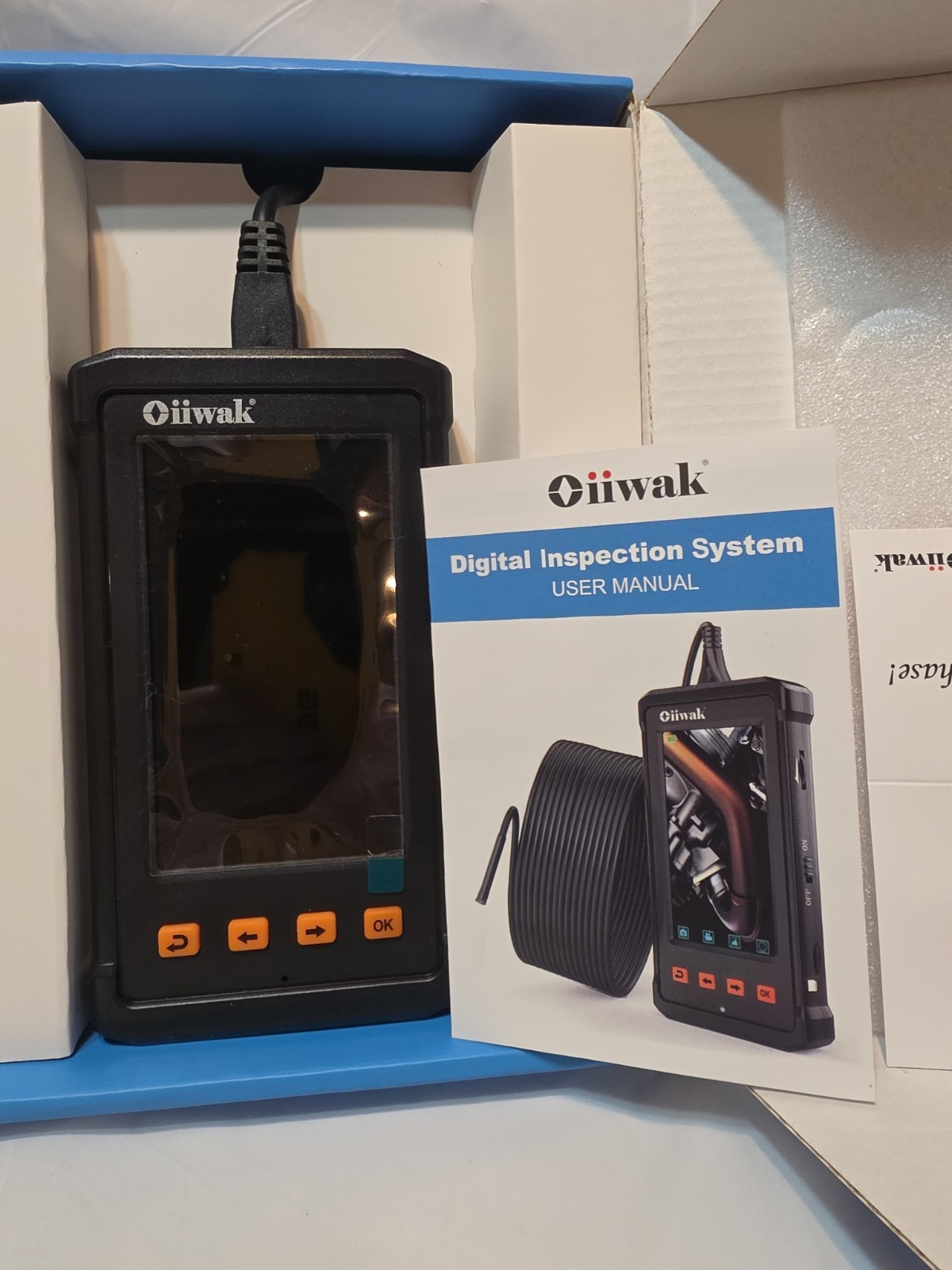 Oiiwak 360° Rotation Endoscope 15m Borescope Inspection Camera 6x Digital Zoom