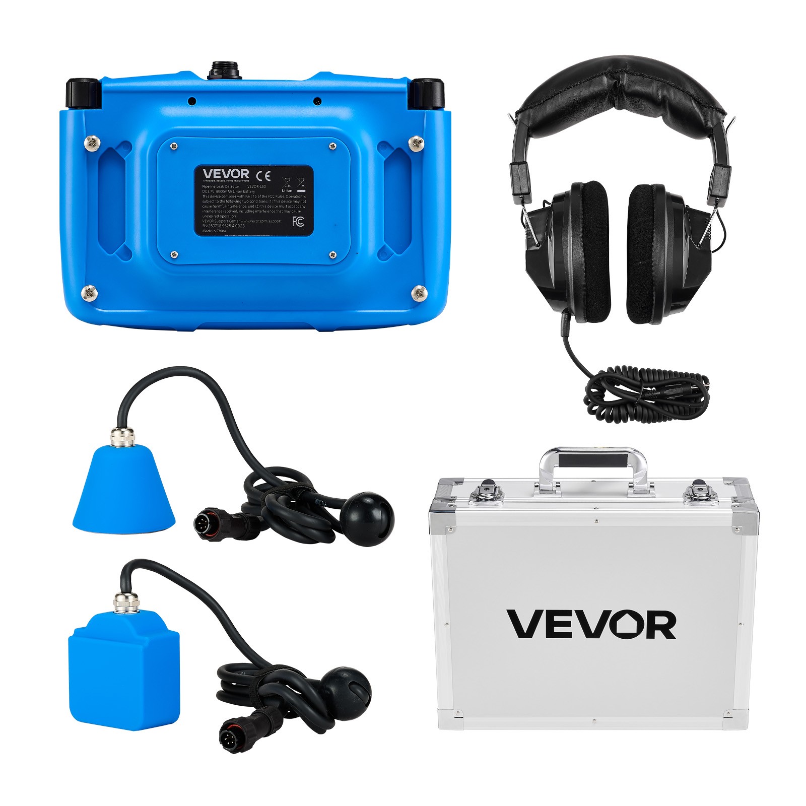 VEVOR Pipe Water Leak Detector for Indoors 1Hz-10000Hz 7″ Touchscreen 2 Sensors