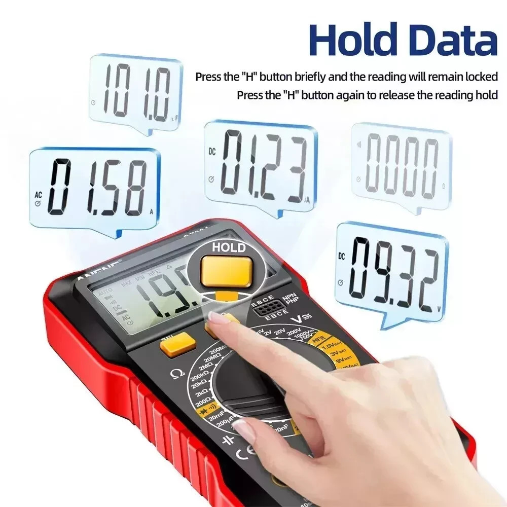 Digital Multimeter LCD Voltmeter Ammeter Ohmmeter Volt AC DC Tester Leads Meter