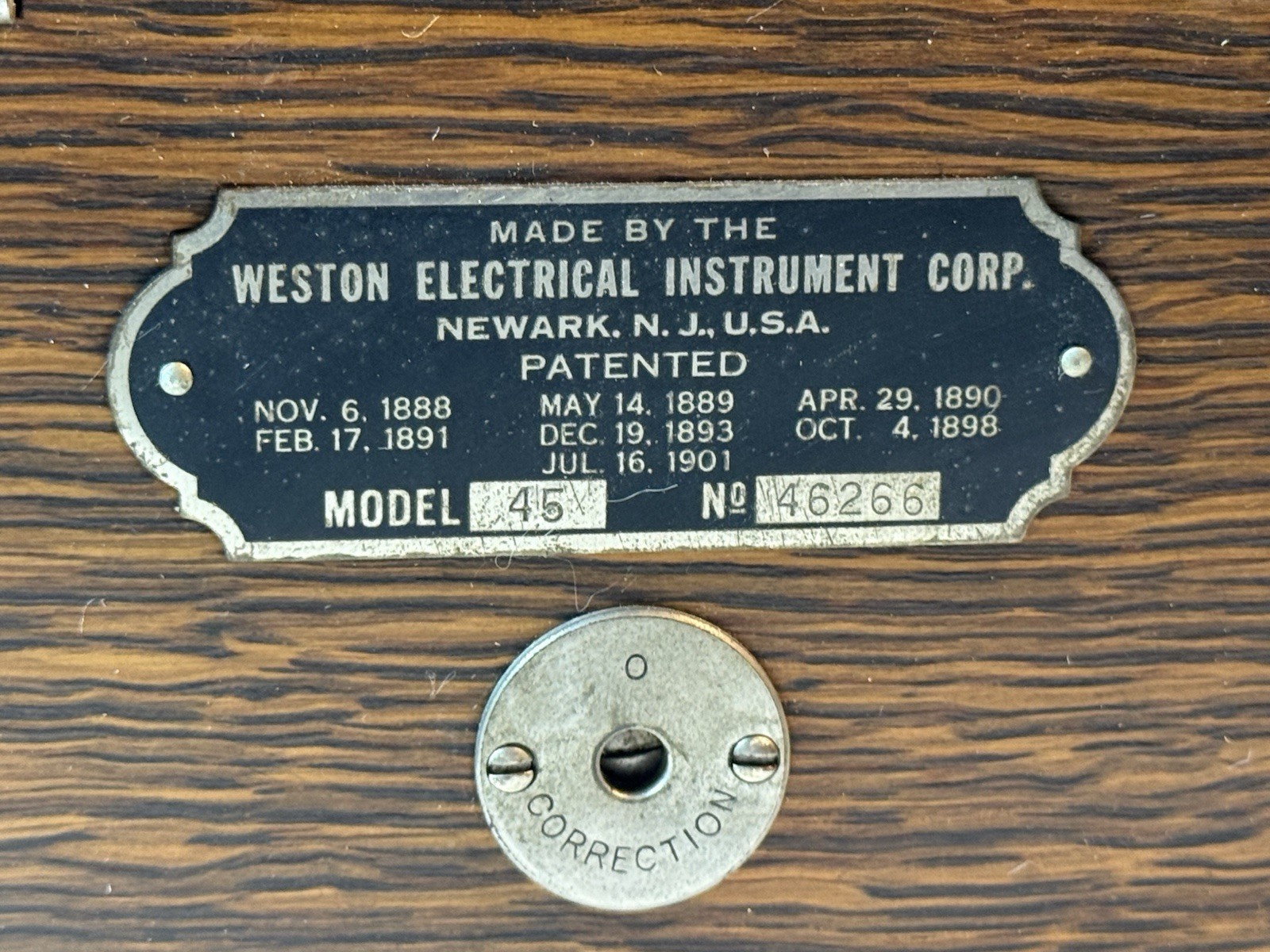 WESTON ELECTRICAL INSTRUMENT MODEL 45 Dc Voltmeter