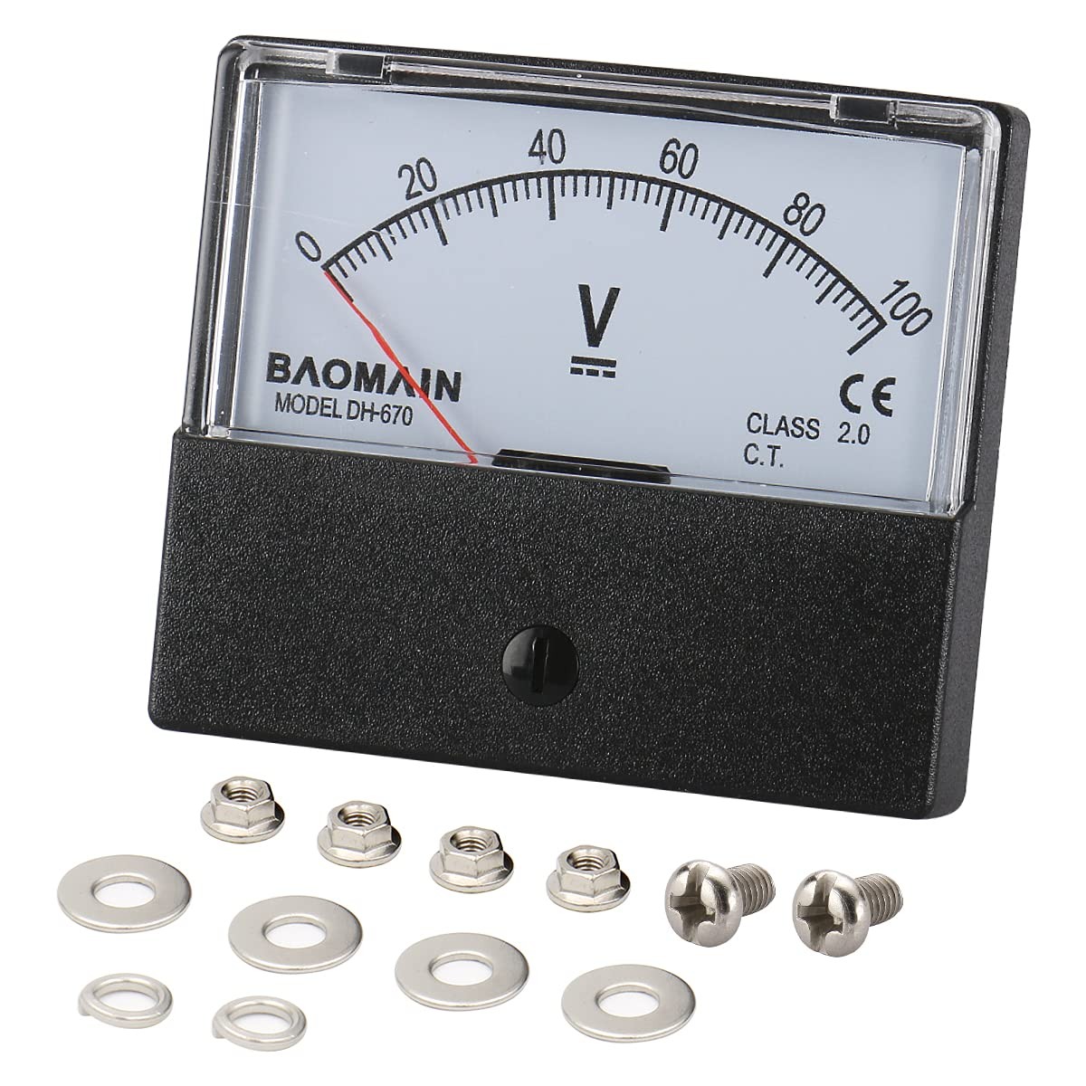 Baomain Voltmeter DH-670 DC 0-100V Rectangular Class 2.0 Analog Panel Volt…