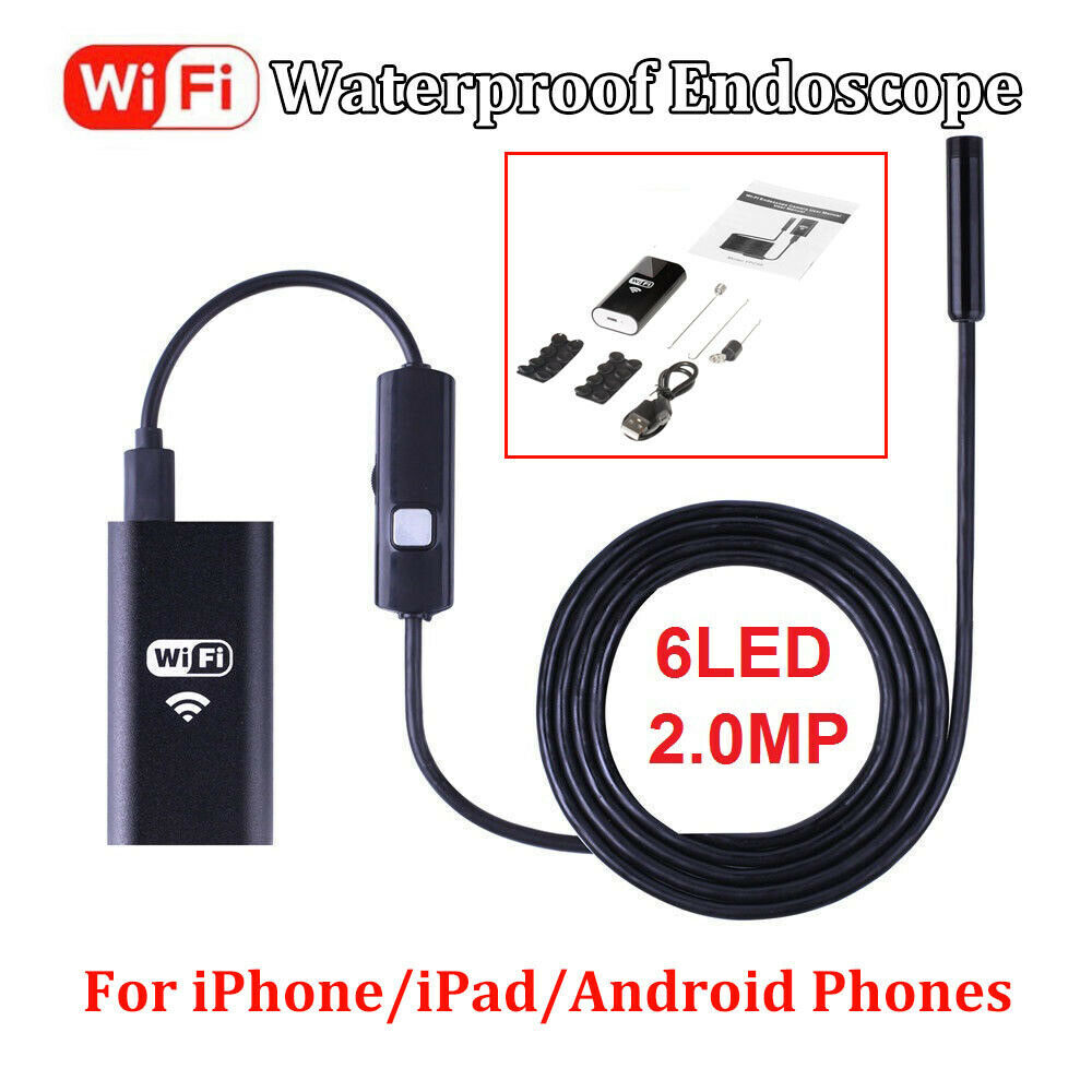 Wireless Endoscope WiFi Borescope HD Inspection Semi-Rigid Snake Camera