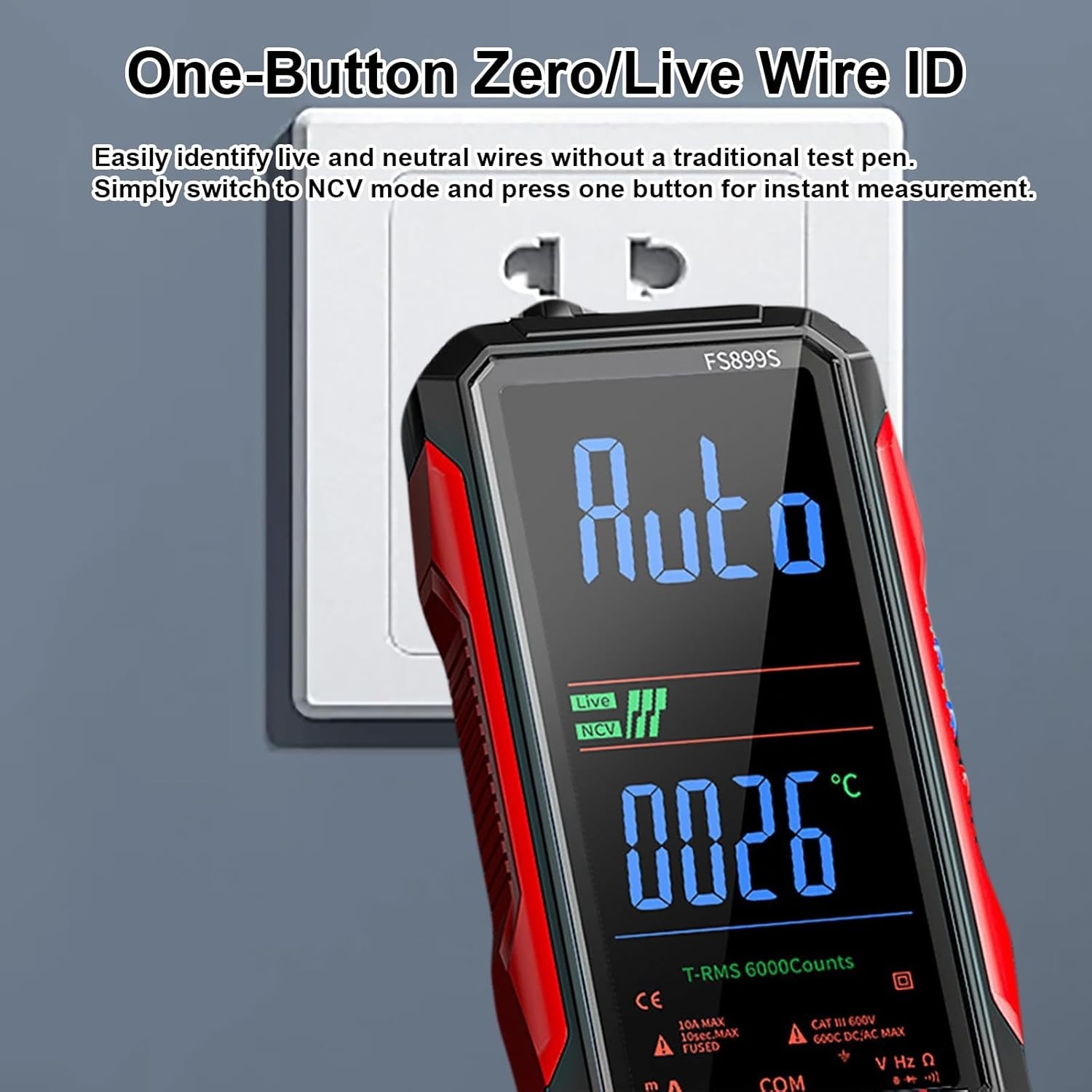 Digital Multimeter True RMS Auto Ranging, AC DC Voltage Tester NCV 6000 Counts