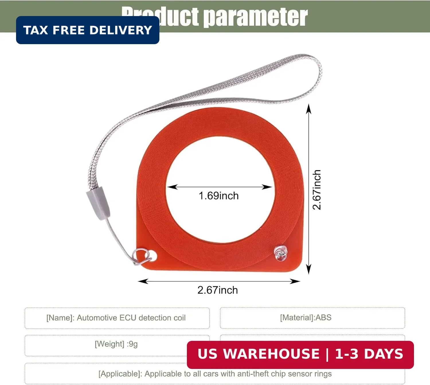 2 PCS Car ECU Test Coil, Car Key Lock Chip Coil Anti-Theft Tester, Car Induction
