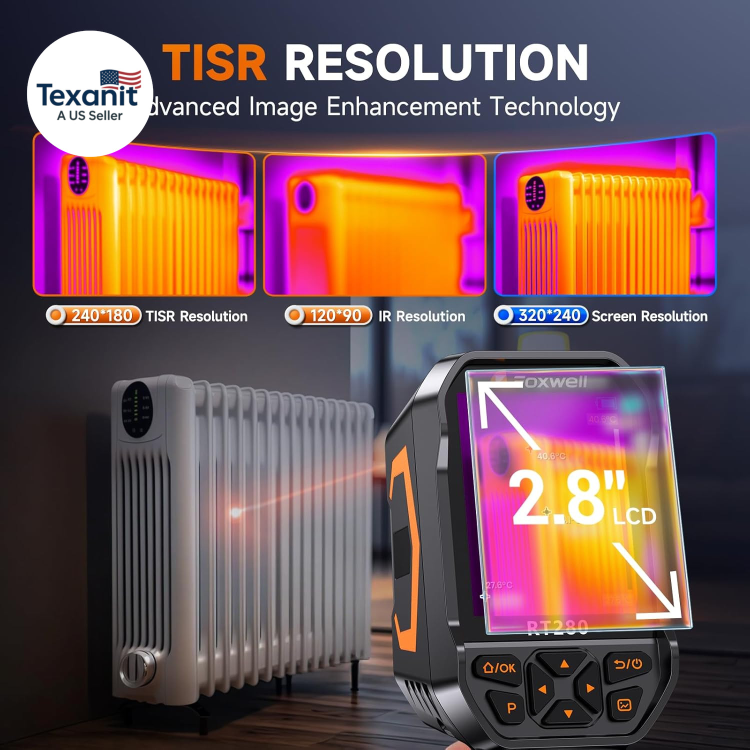 RT280 Thermal Imaging Camera, 320 X 240 2.8″ LCD Screen Thermal Camera, TISR Res
