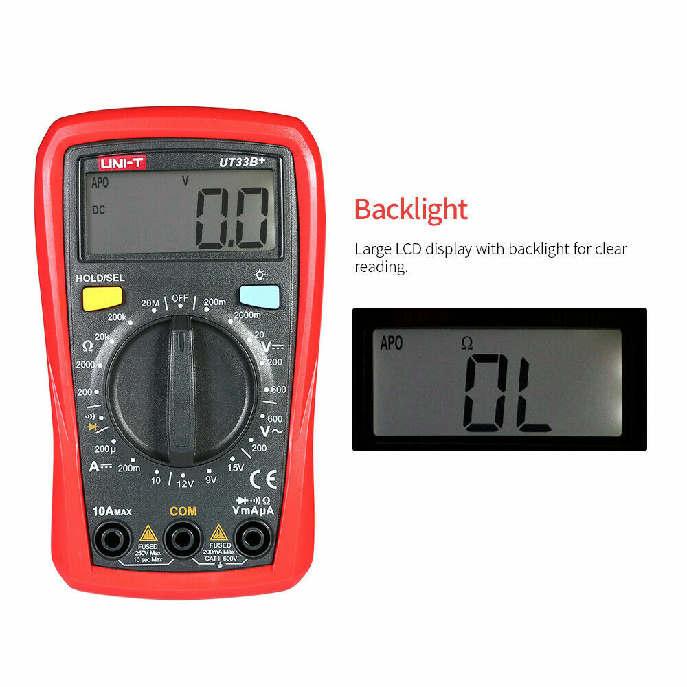 UNI-T UT33B+ Digital Multimeter LARGE LCD DC/AC Ω Amp Res Backlight SHIP FROM US