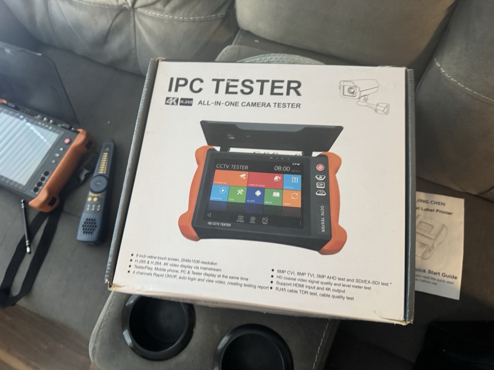 HD CCTV Tester 8″ Touchscreen 2048×1536 IP HDMI TVI AHD CVI CVBS PTZ Cable