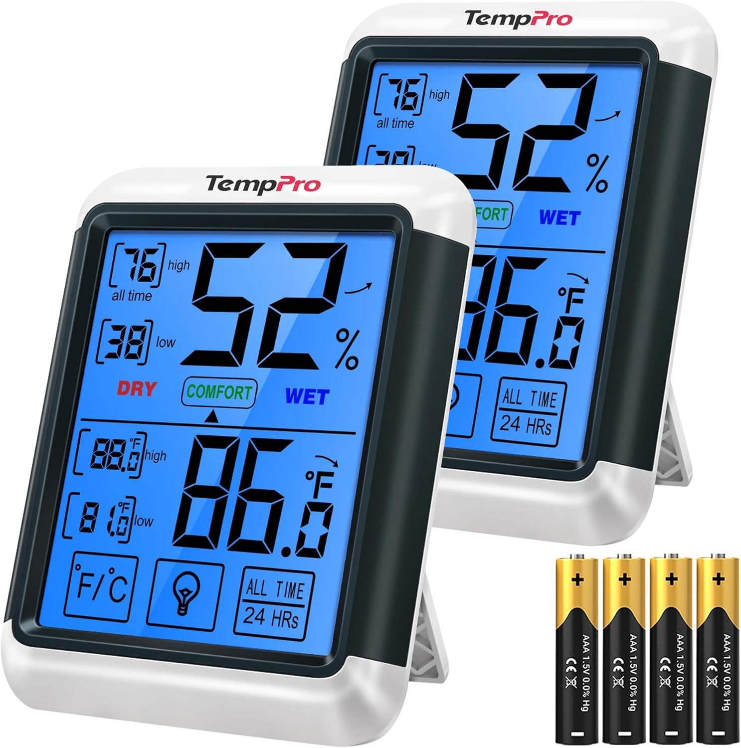 1/3/4/5 ThermoPro Digital LCD Touchscreen Humidity Thermometer Indoor Hygrometer