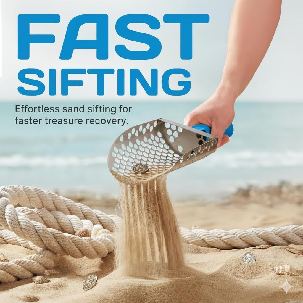 CKG Hand Sand Scoop for Metal Detecting with Ergonomic Blue Handle