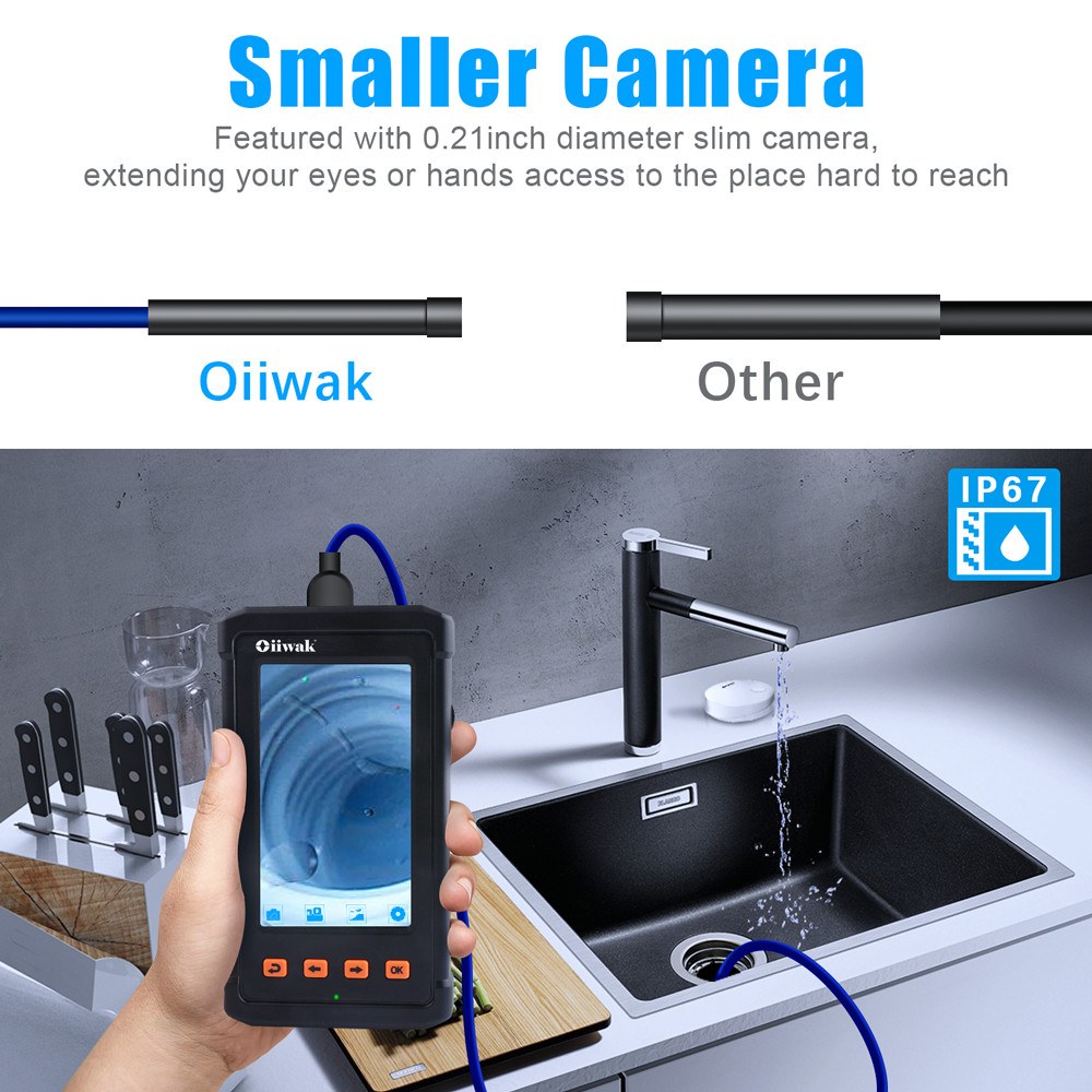 1080P HD 11FT Industrial Endoscope 4.3”Screen Borescope Inspection Snake Camera