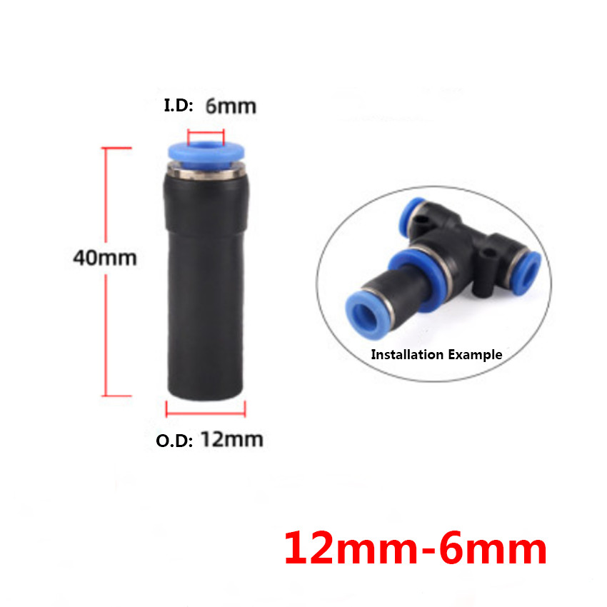 Ø 4-12mm Pneumatic Tube Hose Reducer Adapter Push-In Fittings Straight Connector