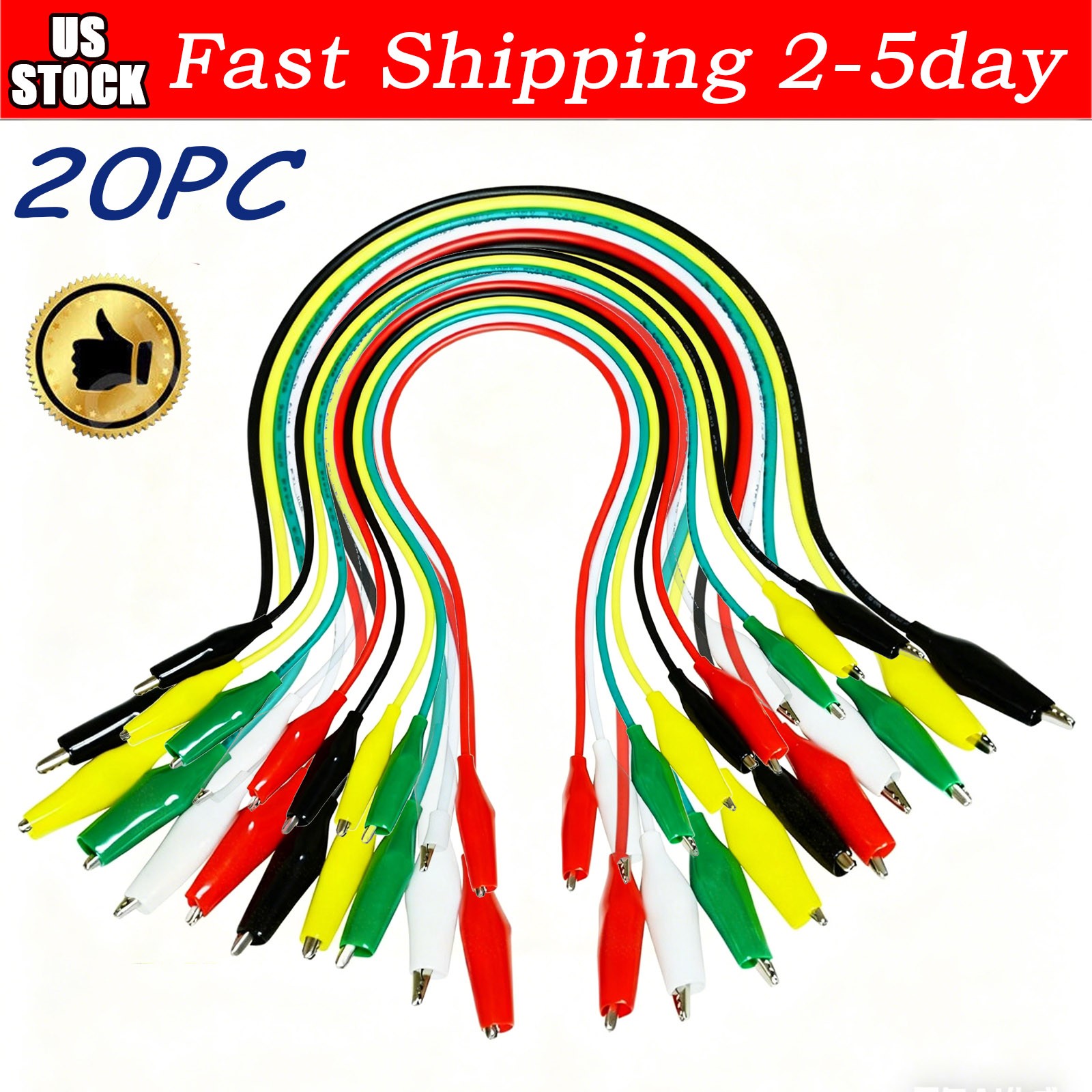 20 Pcs Electrical Jumper Cables Test Leads with Alligator Clips for Circuit new