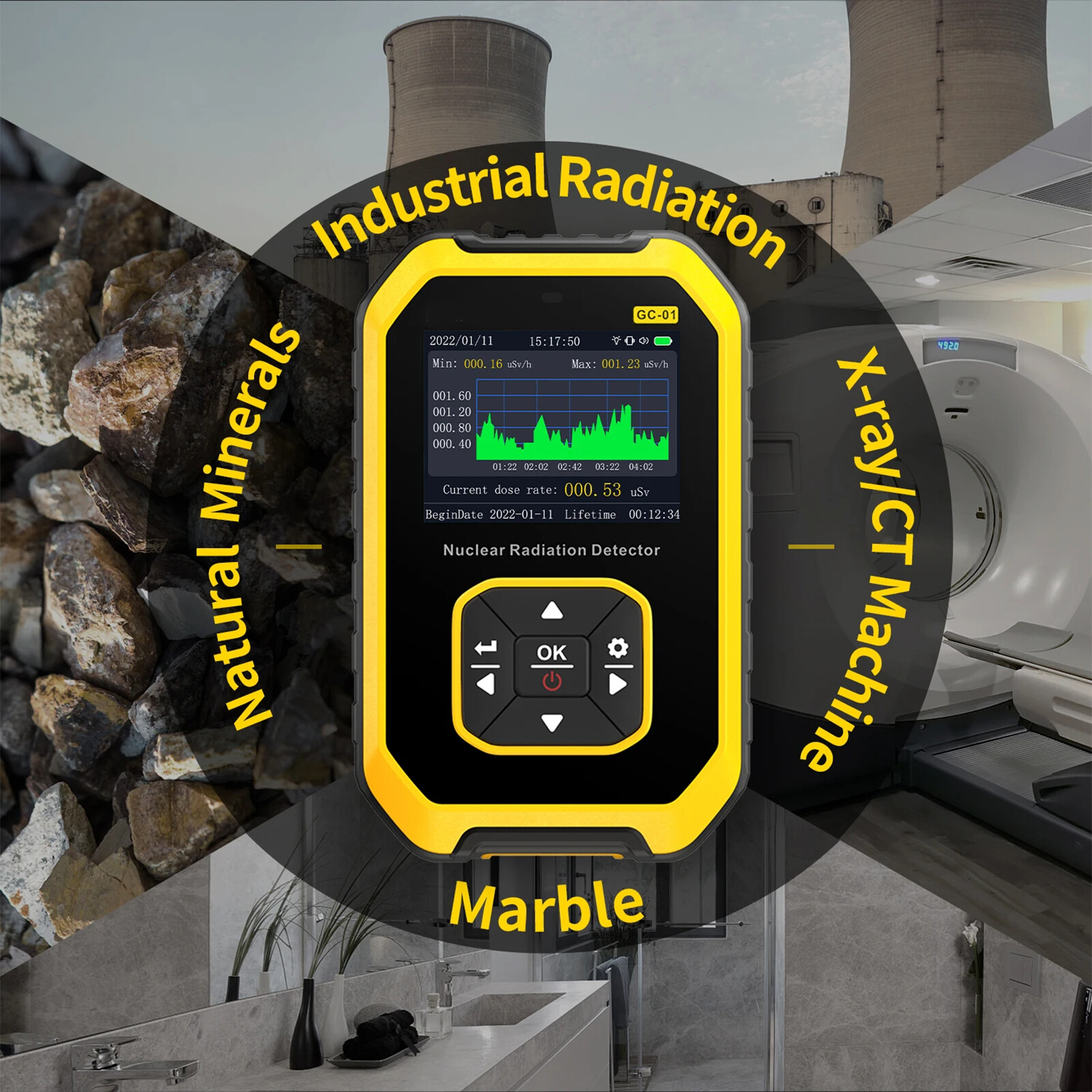 Geiger Counter Nuclear Radiation Detector Gamma X Beta Ray LCD Monitor