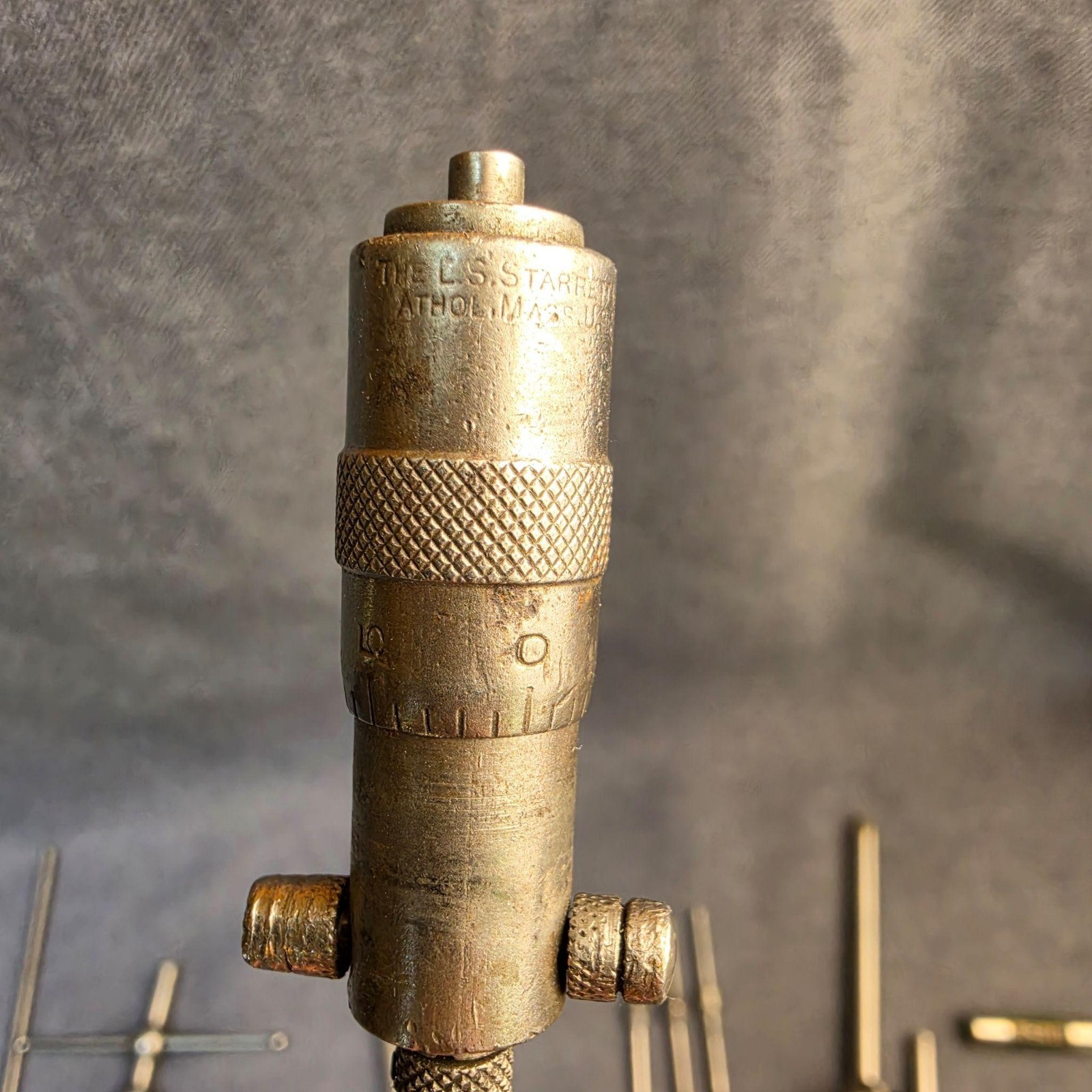 Vintage Starrett No.196 Dial Test Indicator Machinist Tool Set Made In USA Steel