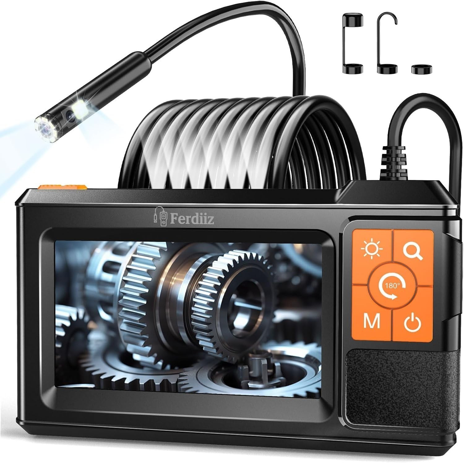 LCD Endoscopes 1080P HD Industrial Borescope 4.3inch 8mm Inspection Snake Camera