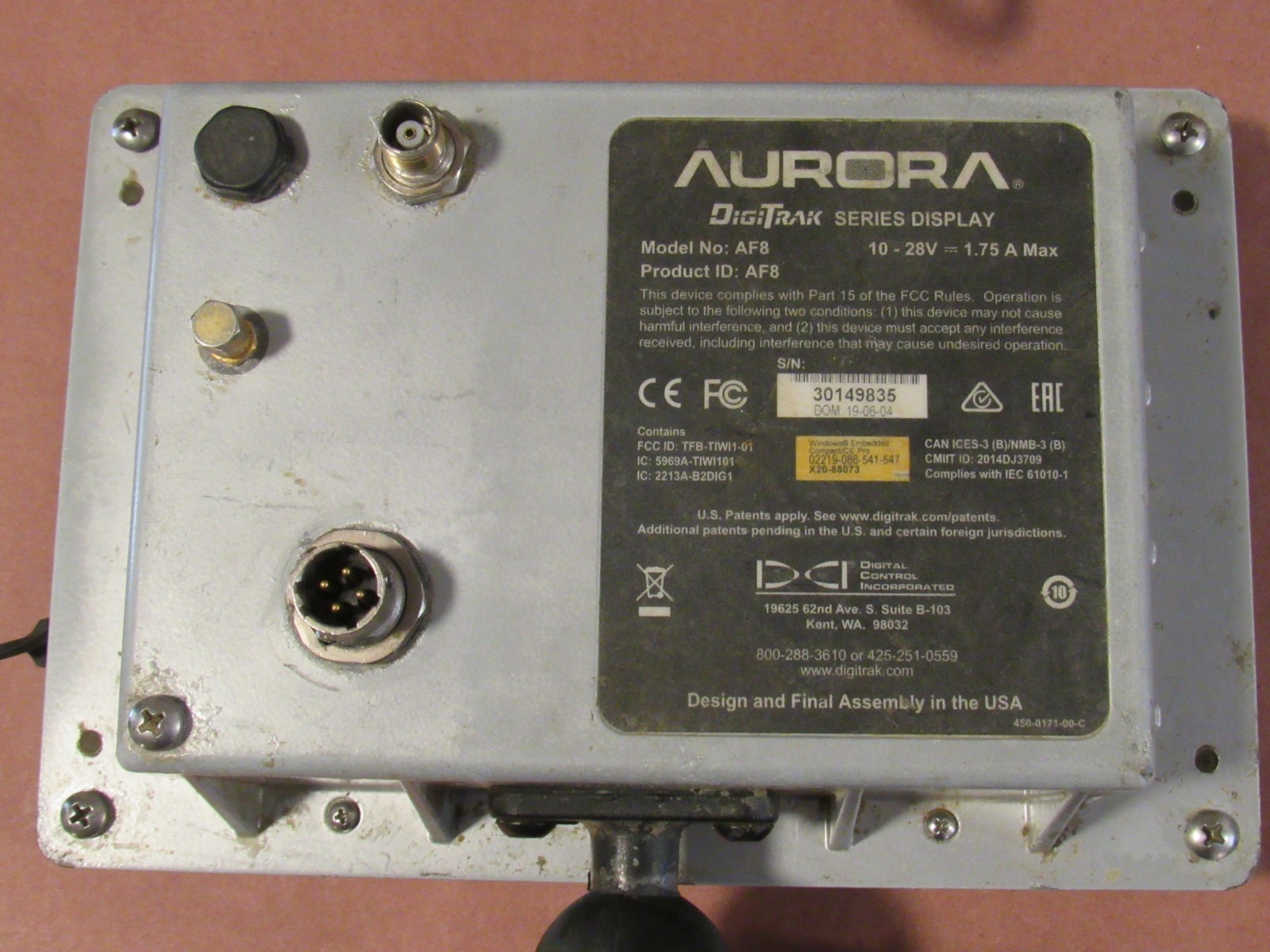 DigiTrak Aurora AF8 HDD Remote Touchscreen Display Locator Telemetry Control