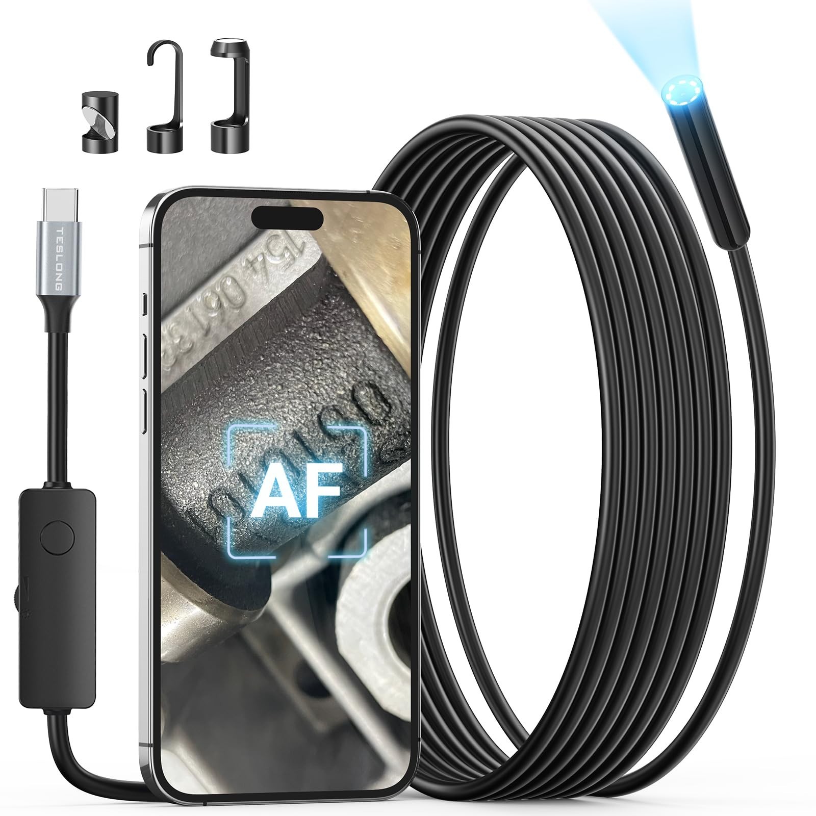 2.0MP HD Autofocus Borescope Endoscope Camera, 16.5ft Flexible USB-C Inspection
