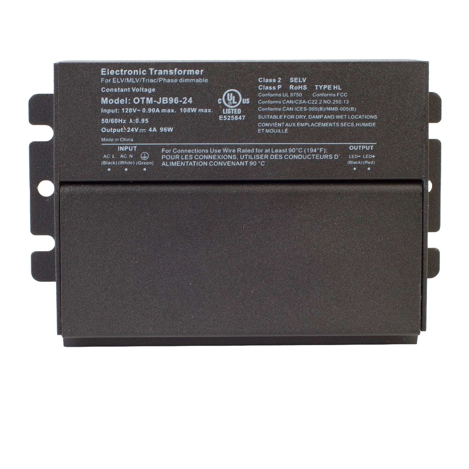 24V 96W TRIAC MLV ELV DIMMABLE POWER SUPPLY Mini size LED DRIVER 4 Amp UL LISTED