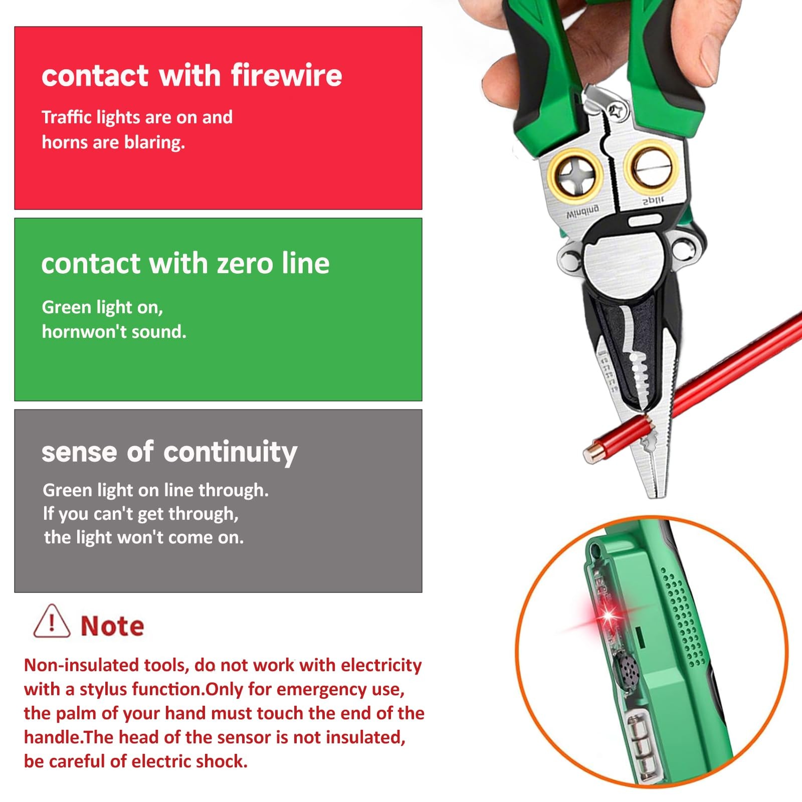 NENOWOND 2025 Upgraded 8-in-1 Wire Stripper with Voltage Tester – Green
