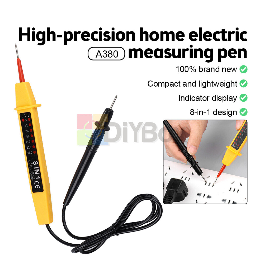 8-In-1 Tester Voltage AC DC 6-380V Auto Electrical Pen Detector With LED Light
