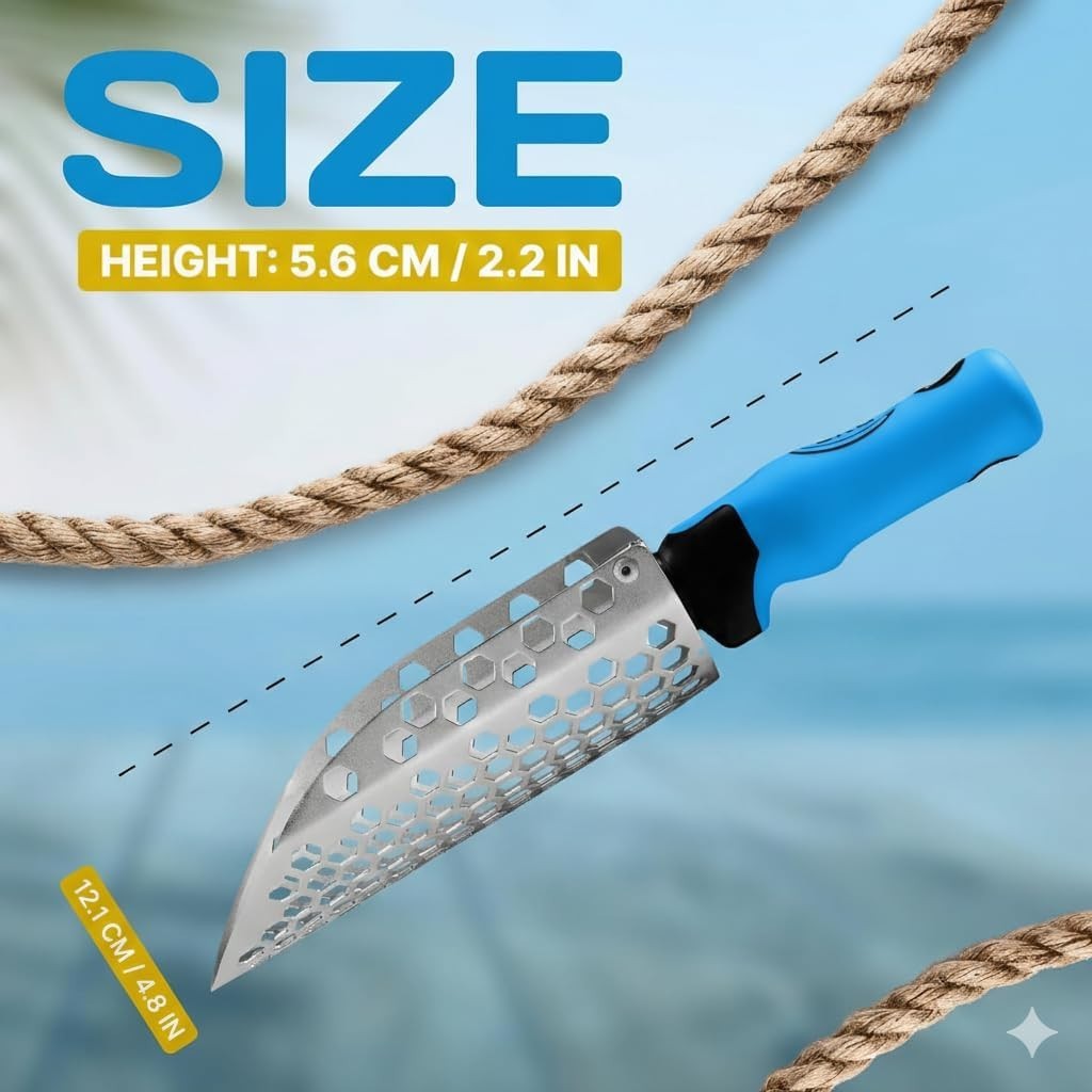 CKG Hand Sand Scoop for Metal Detecting with Ergonomic Blue Handle