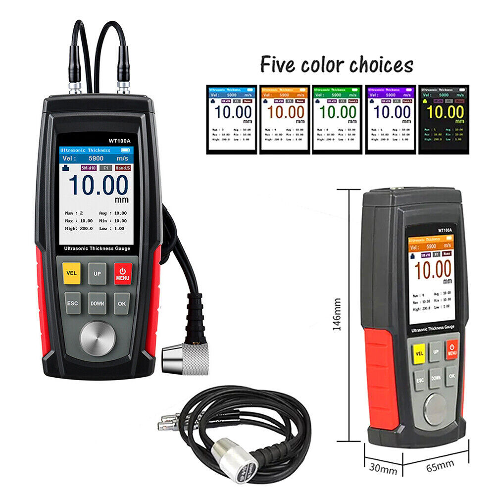Digital Ultrasonic Thickness Gauge Meter Tester 1-300mm Tool for Metal Cast Iron