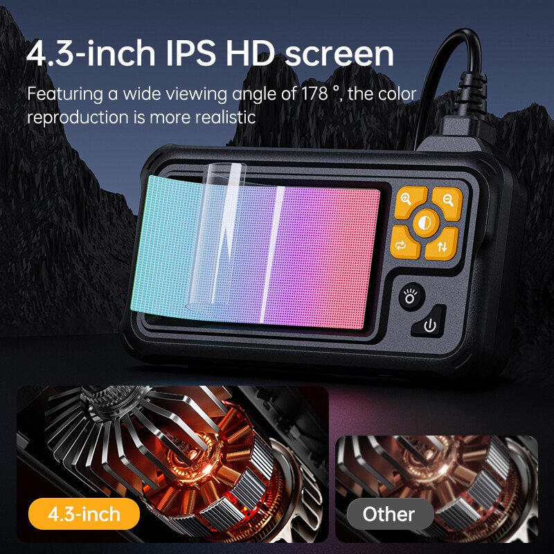 4.3inch HD LED Industrial Endoscope Borescope 1080P 8mm Inspection Camera IP67
