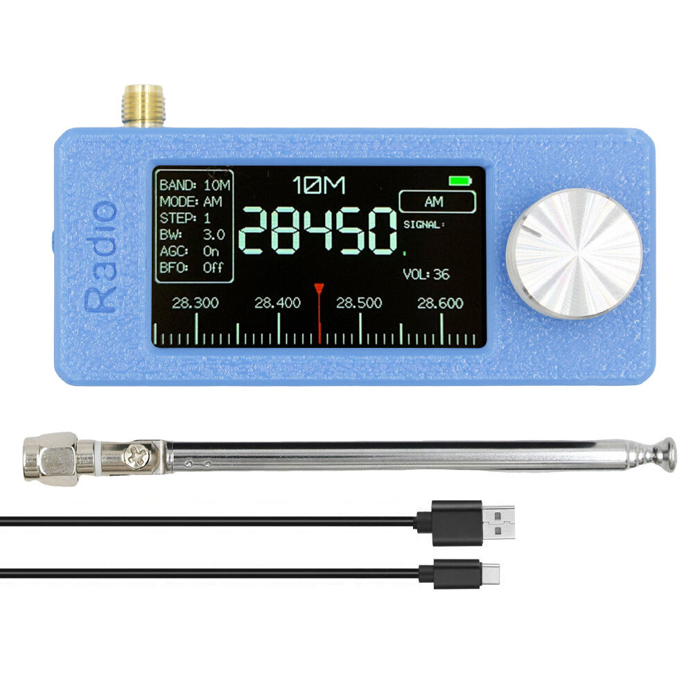 SI4732 Portable Radio 0.5-108MHz LSB USB Mini Pocket Radio 1.9-inch IPS Display