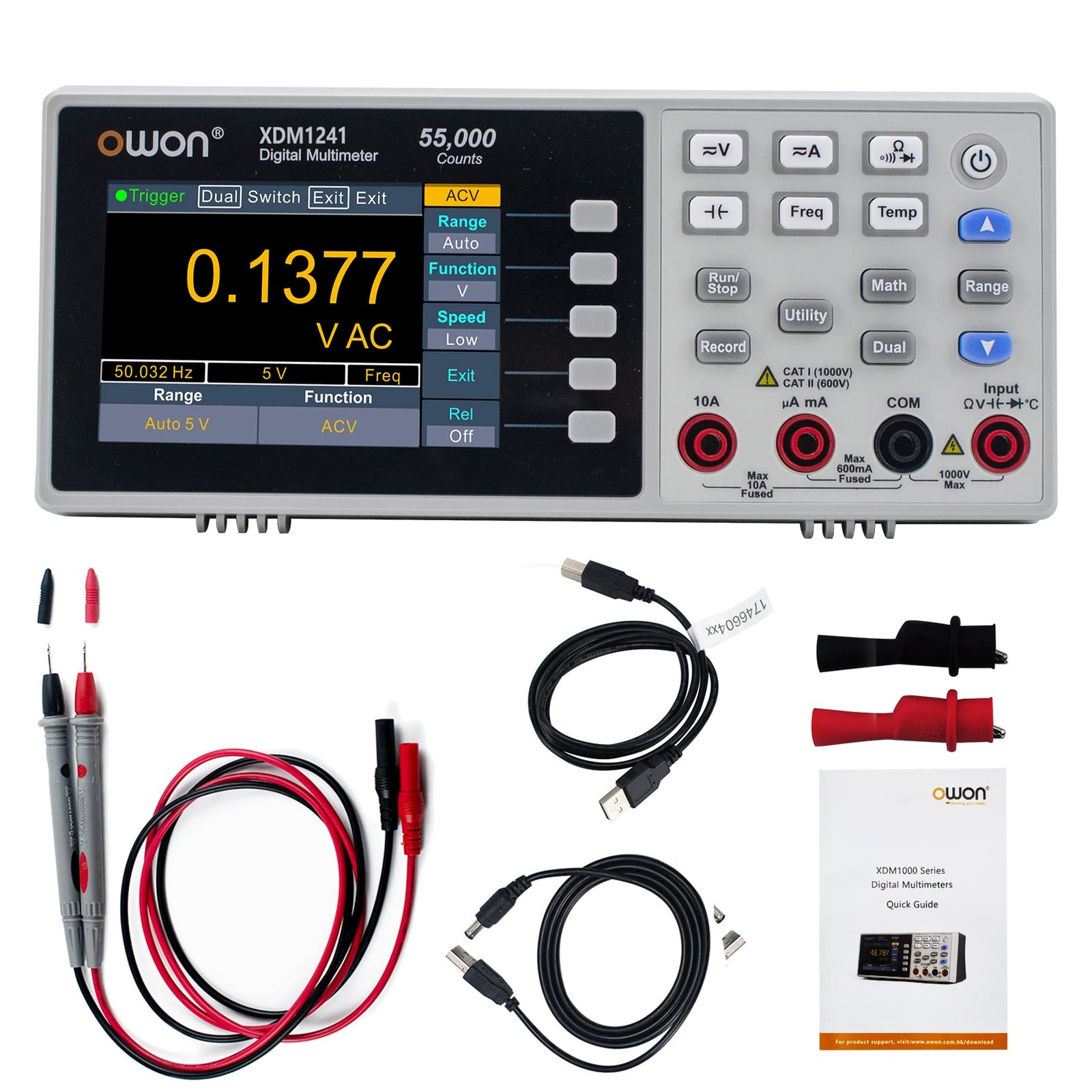 OWON XDM1241 Digital Multimeter,3.5in Desktop Multimeters, 2.5 liters, Black