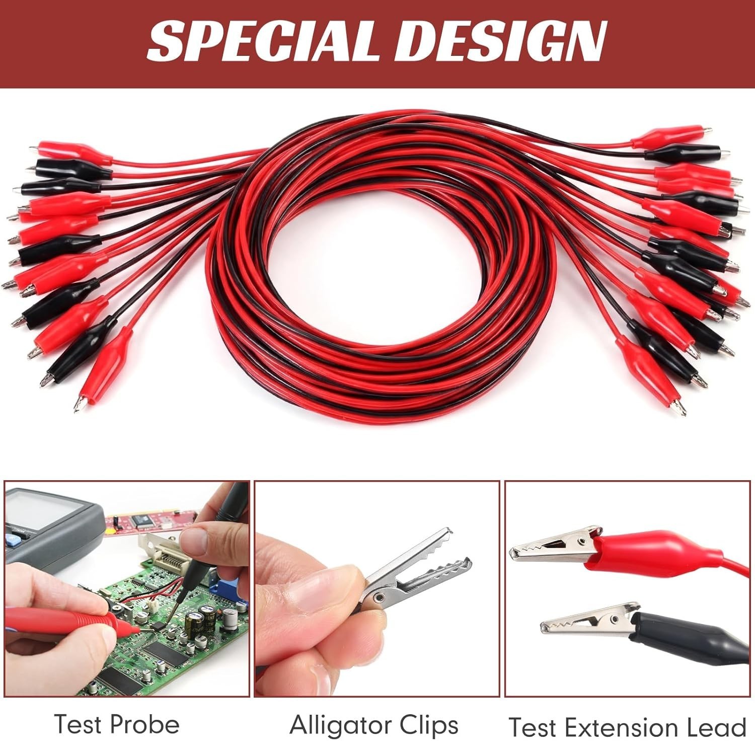 4 Pcs Alligator Clips Electrical 40 Inches Test Leads With Alligator Clips