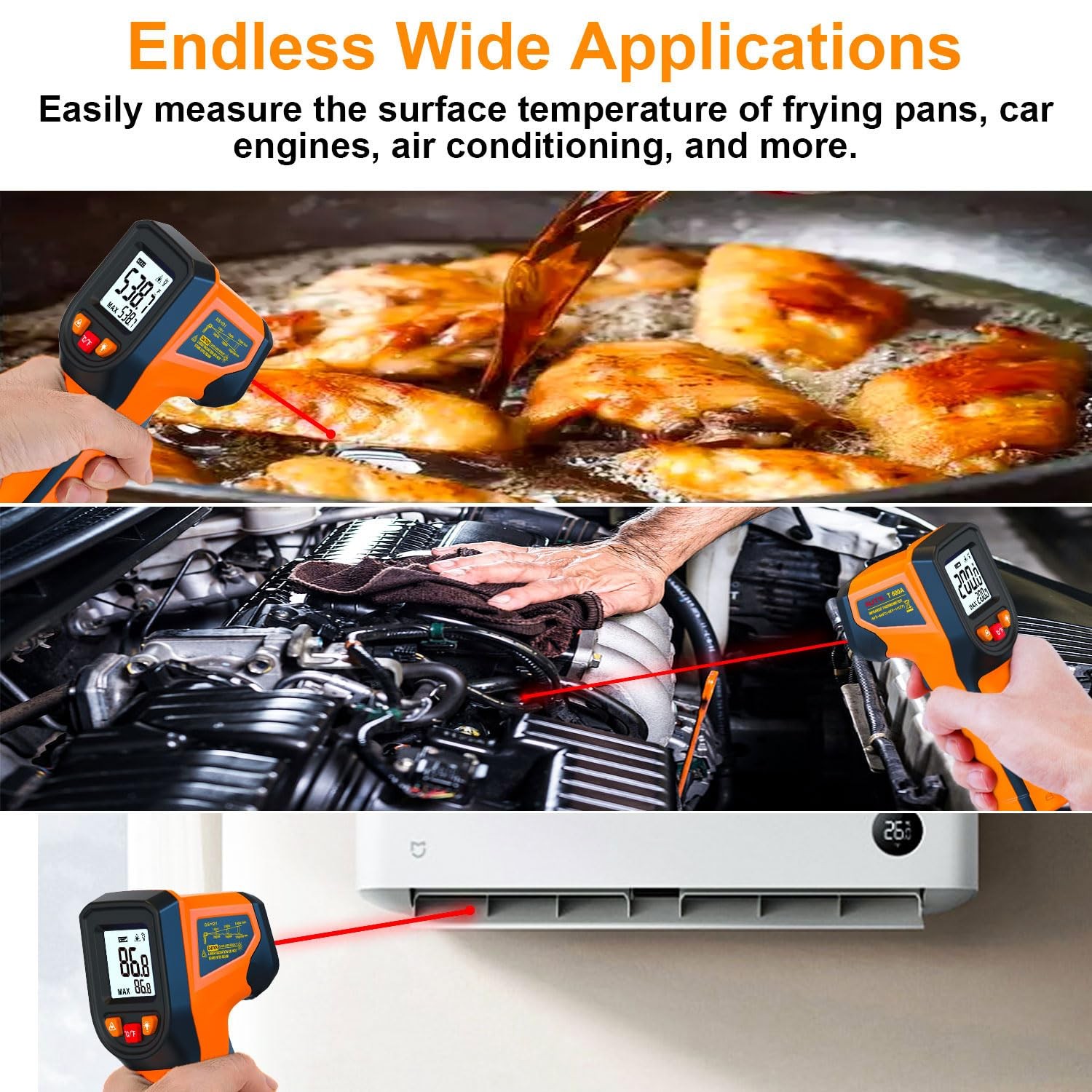 Upgraded Digital Infrared Thermometer Gun -58°F~1112°F, Handheld Non Contact H