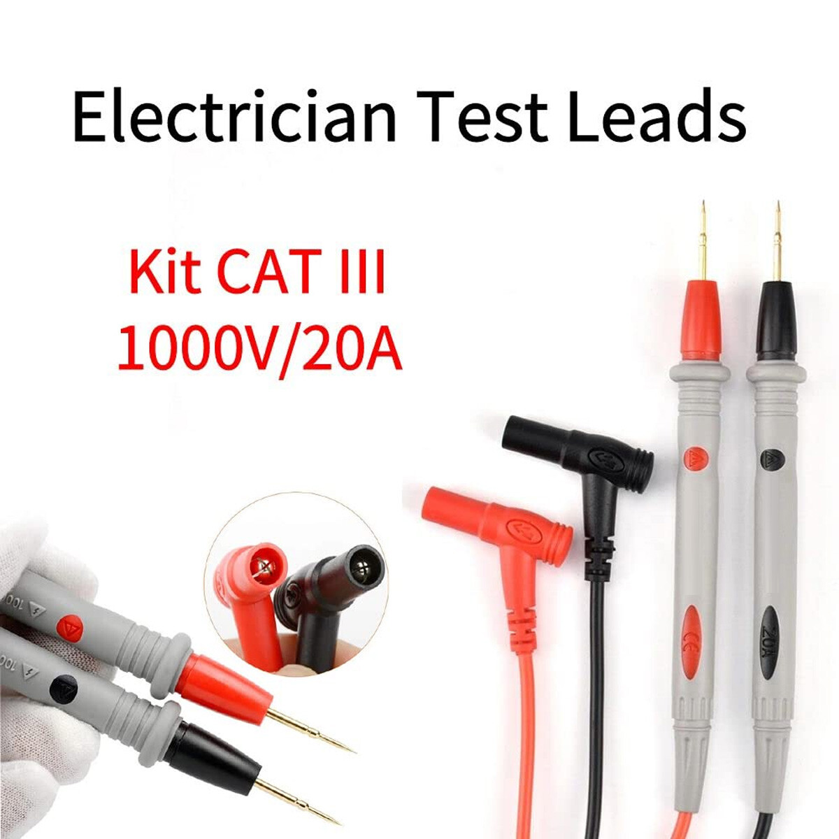 1000V 20A Soft Silicone Multimeter Test Leads for Digital Multimeters Voltmeters