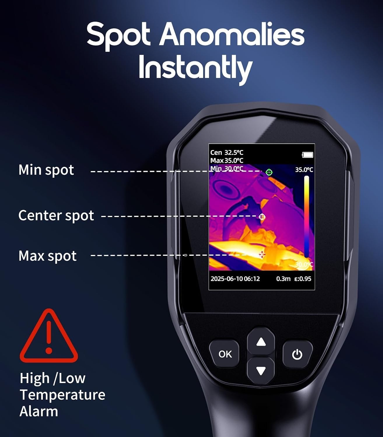 Handheld Thermal Camera – 240×240 Resolution, -4°F to 1022°F