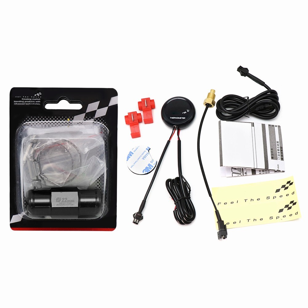 22mm Red/Blue Water Temp Gauge Digital LED Temperature Motorcycle Auto Meter