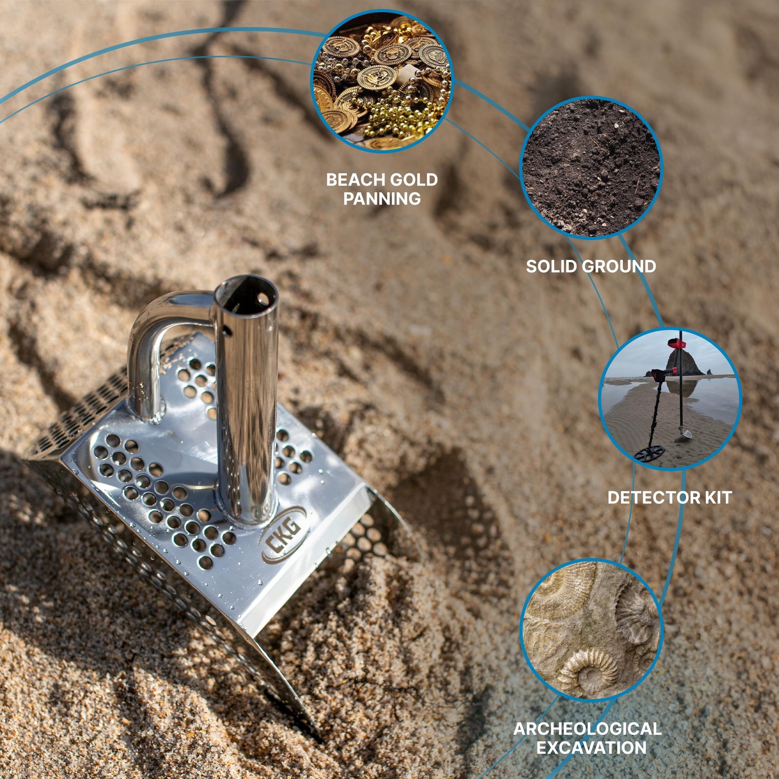 CKG Sand Scoop Metal Detector Shovel Stainless Steel for Beach Treasure Hunti…