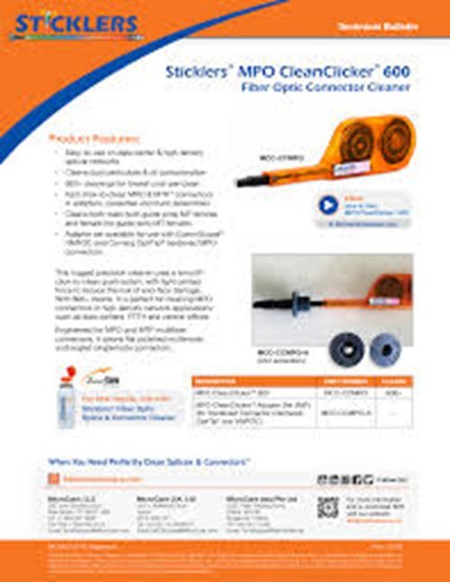 Sticklers MPO MTP 600+ MCC-CCMPO Cleanclicker for Male/Female ARRAY’s w/o pins