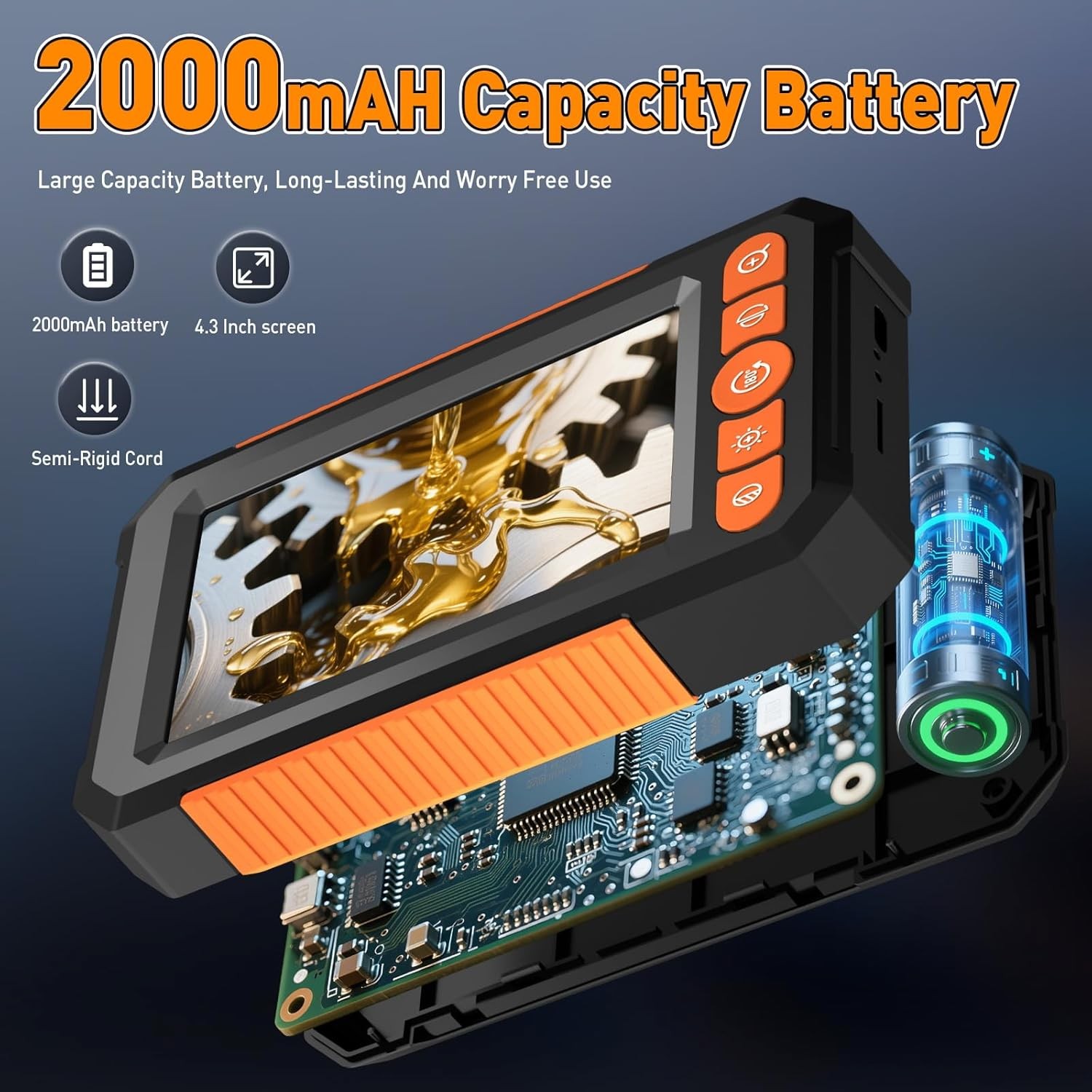 1080P HD Handheld Endoscope Camera 4.3″ Screen with 8 LED Lights for Plumbing