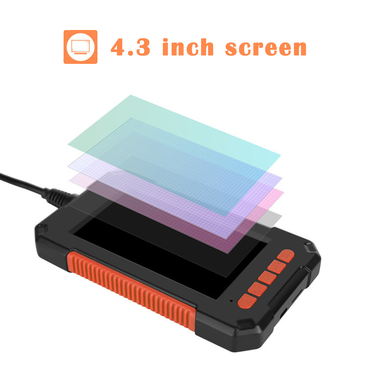 1080P HD Industrial Endoscope Borescope LCD 4.3inch 8mm Inspection Snake Camera