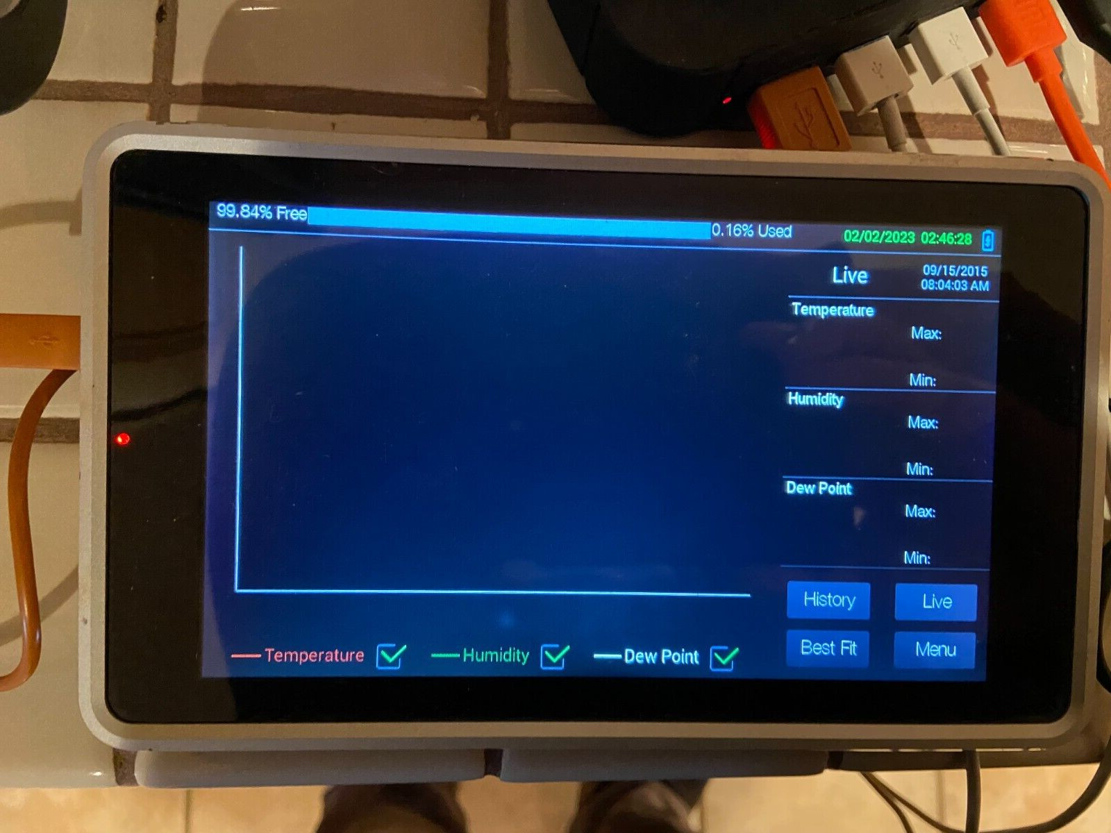 Cole Parmer 20250-40 Traceable 9012 Temperature/RH Touch Screen Recorder – Used