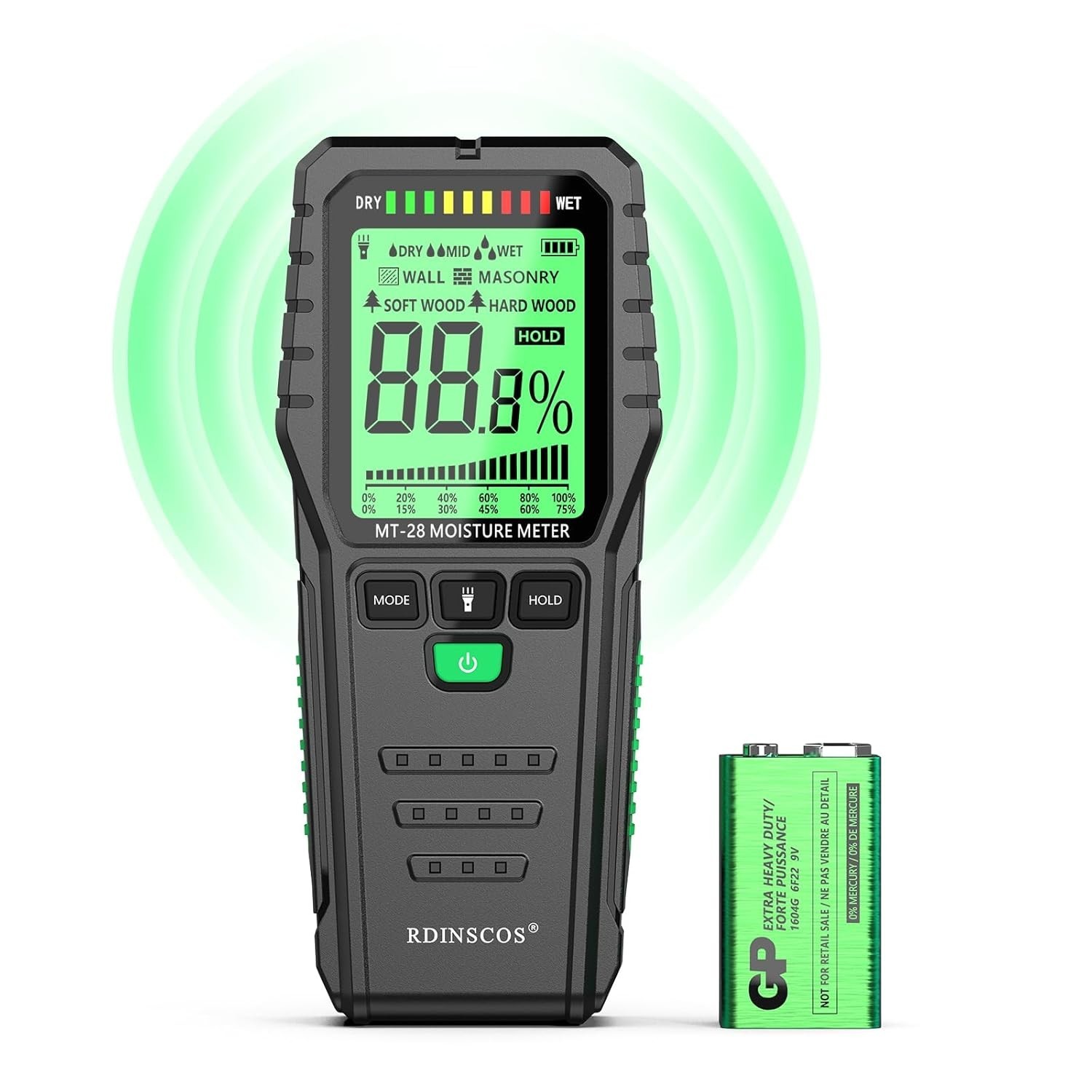Pinless Wood Moisture Meter – Drywall, Mold & Lumber Moisture Detector with LCD