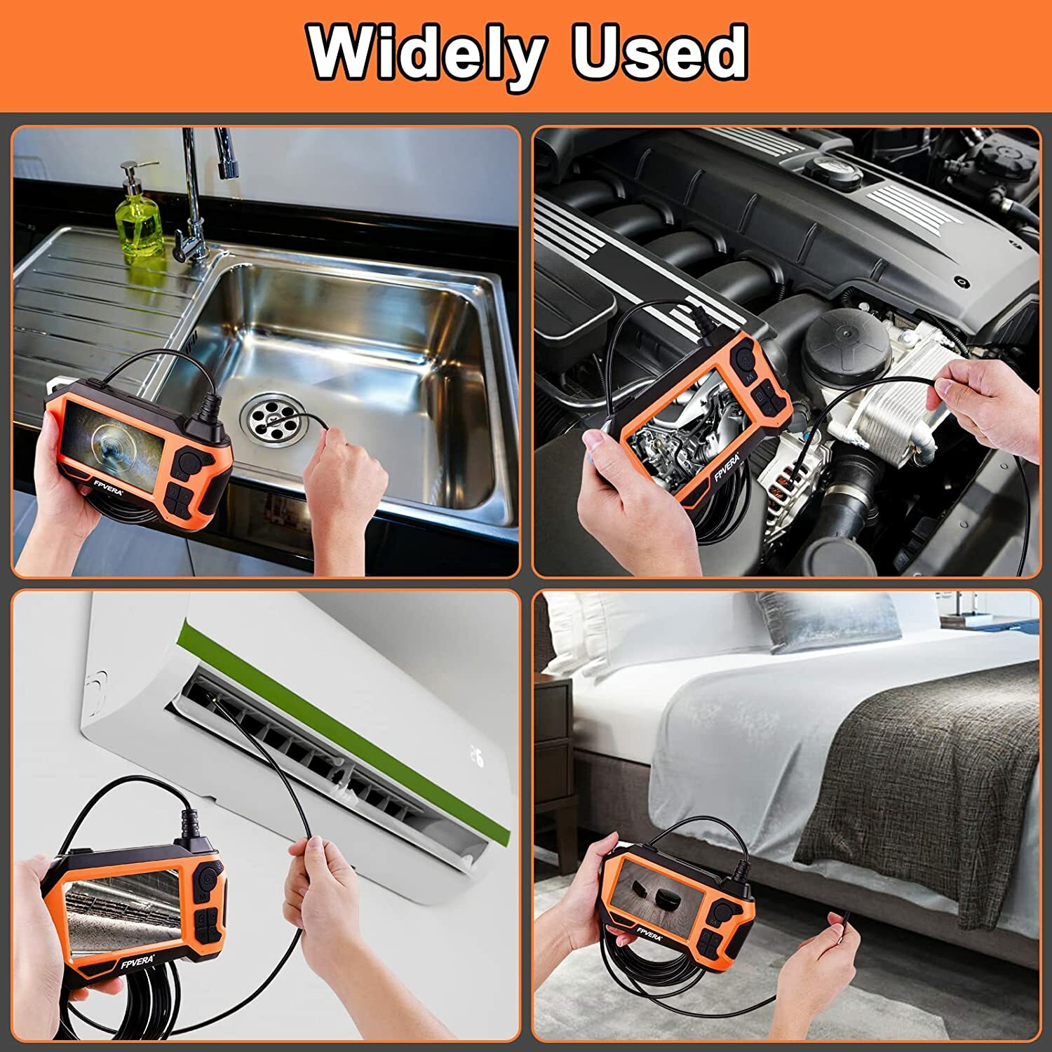 Dual Len Industrial Endoscope 4.5″ 1080P Digital Borescope Inspection Camera USA
