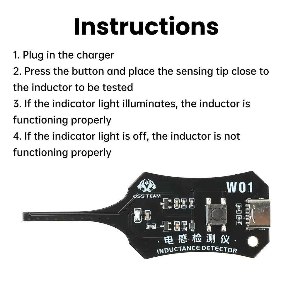 W01 Inductor Detector Tool for Mobile Phone Motherboard Coil Tester Fault Check