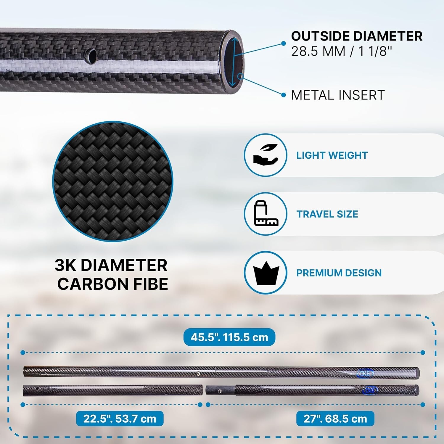 CKG Beach Sand Scoop Metal Detector Shovel Sifter Long Carbon Fiber Handle Pole