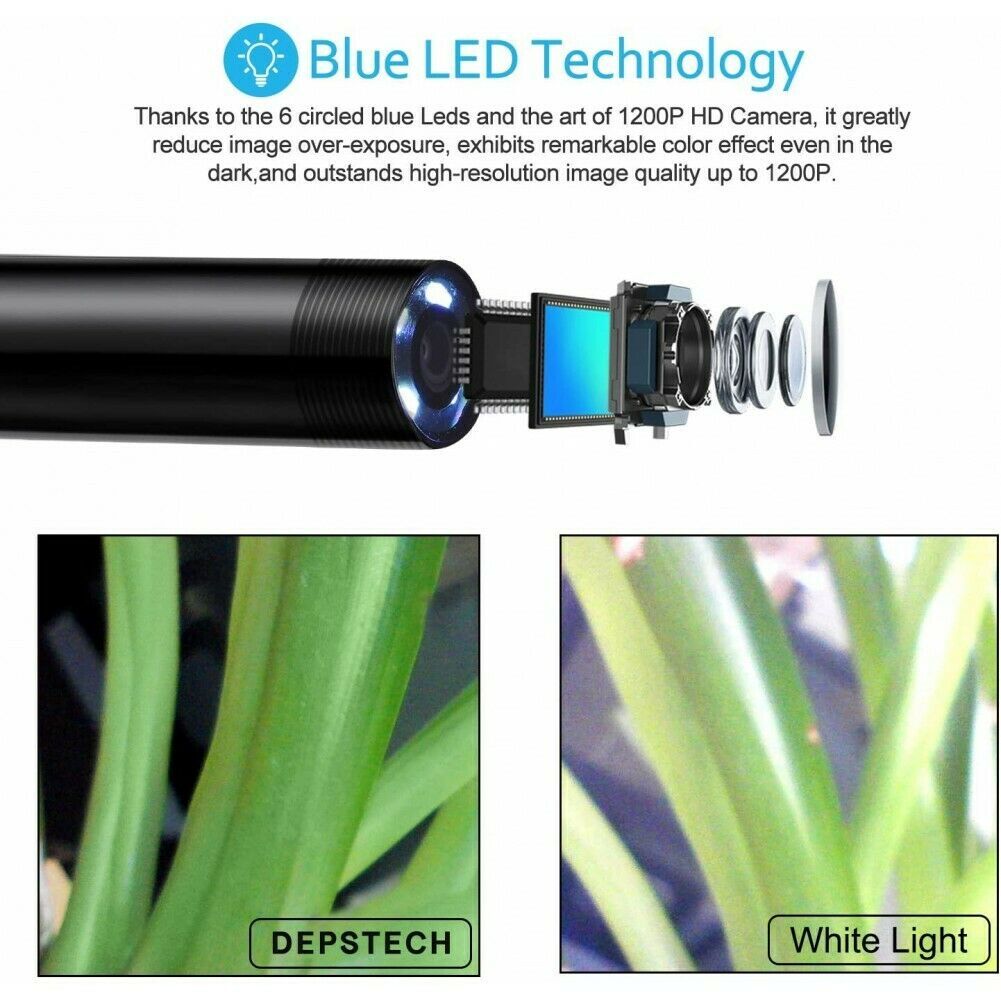 Wireless Endoscope WiFi Borescope HD Inspection Semi-Rigid Snake Camera