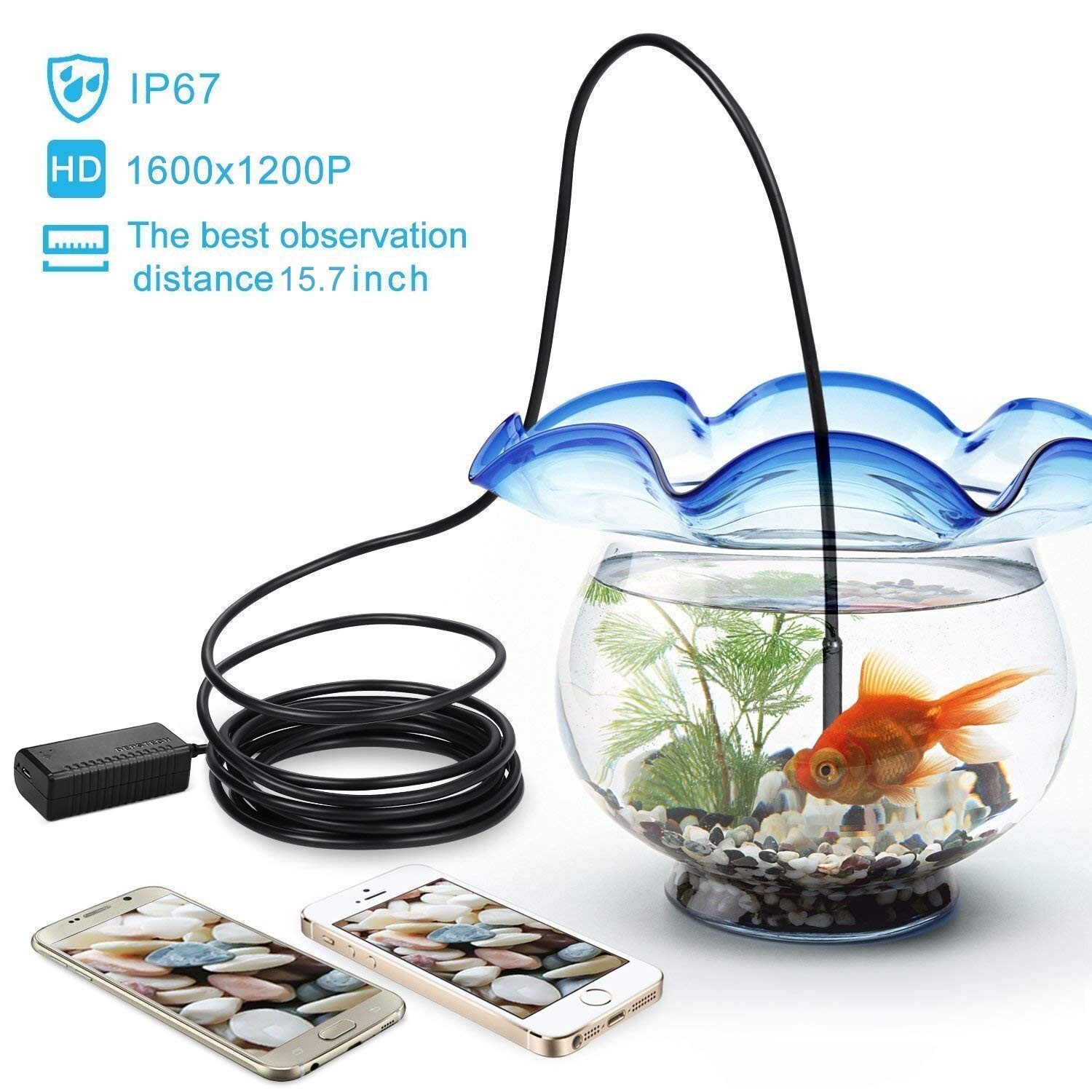 DEPSTECH Wireless Endoscope WiFi Borescope Semi-Rigid Snake Inspection Camera