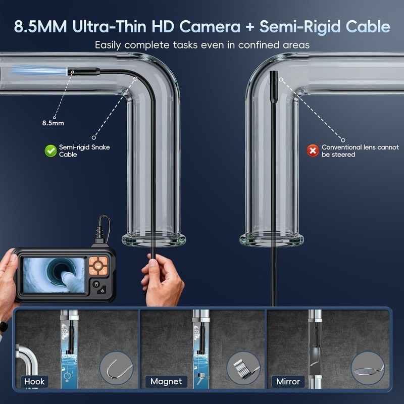 4.3inch LCD Inspection Camera Endoscope W/ 8 LED Lights Pipe Automotive Home Use