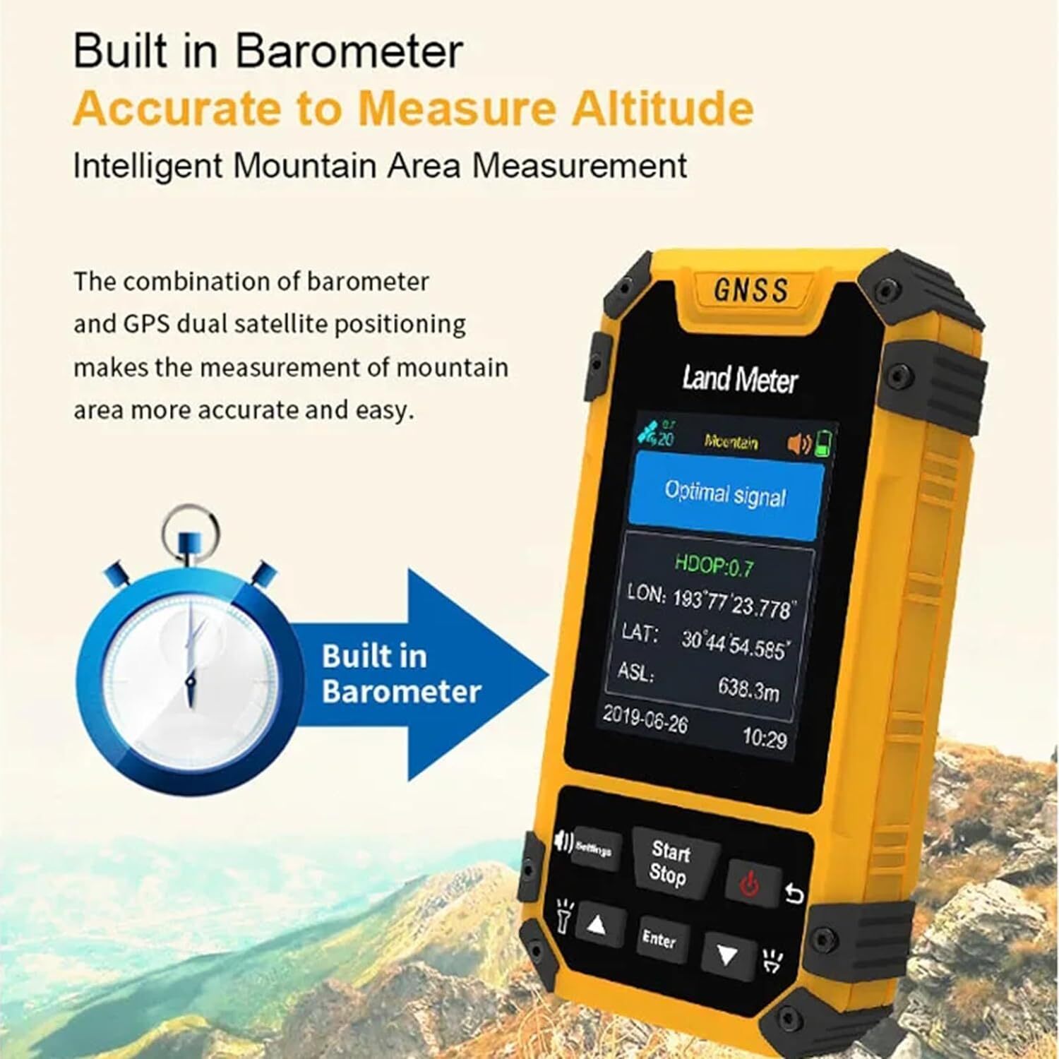 GNSS Handheld Land Meter Land Surveying for Distance Slope Mountainous Surveyor
