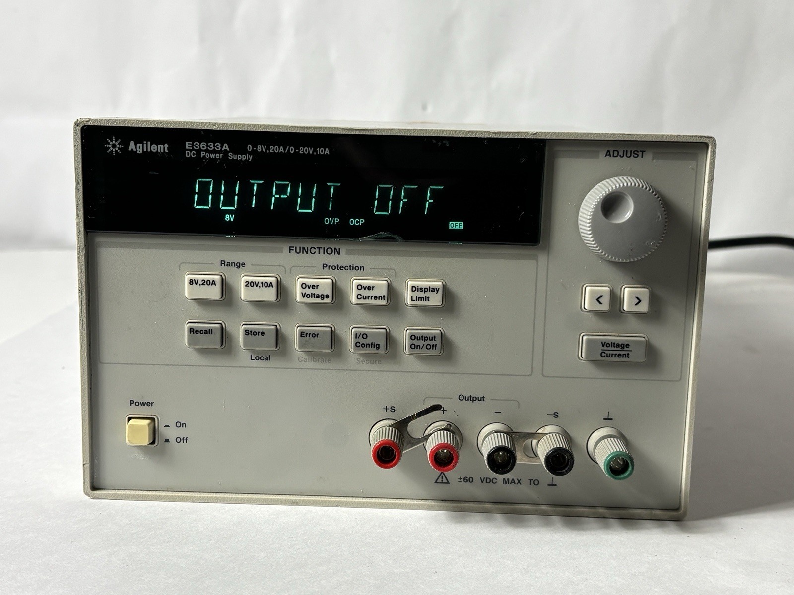 Agilent E3633A Variable DC Power Supply 0-8V 20A/0-20V 10A NO Power Cord