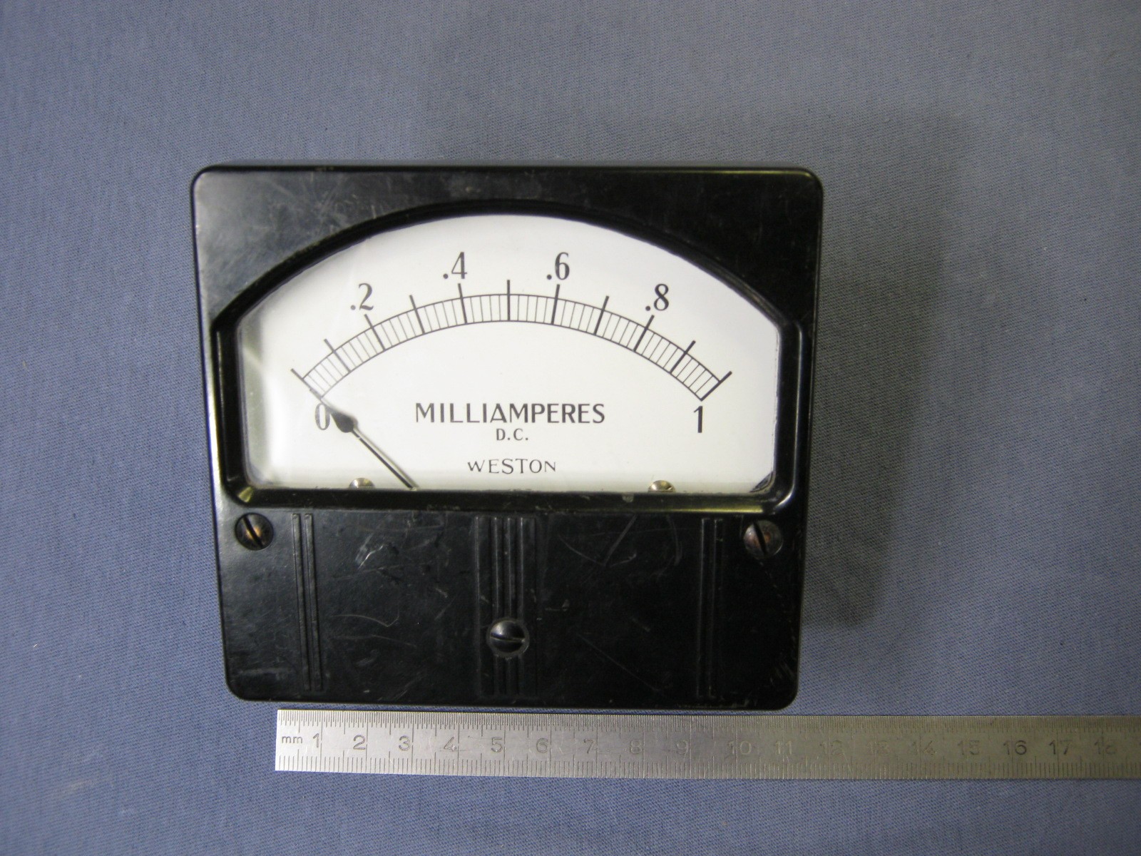 1 mA DC WESTON RECTANGULAR PANEL METER 11×10 cm USED TESTED